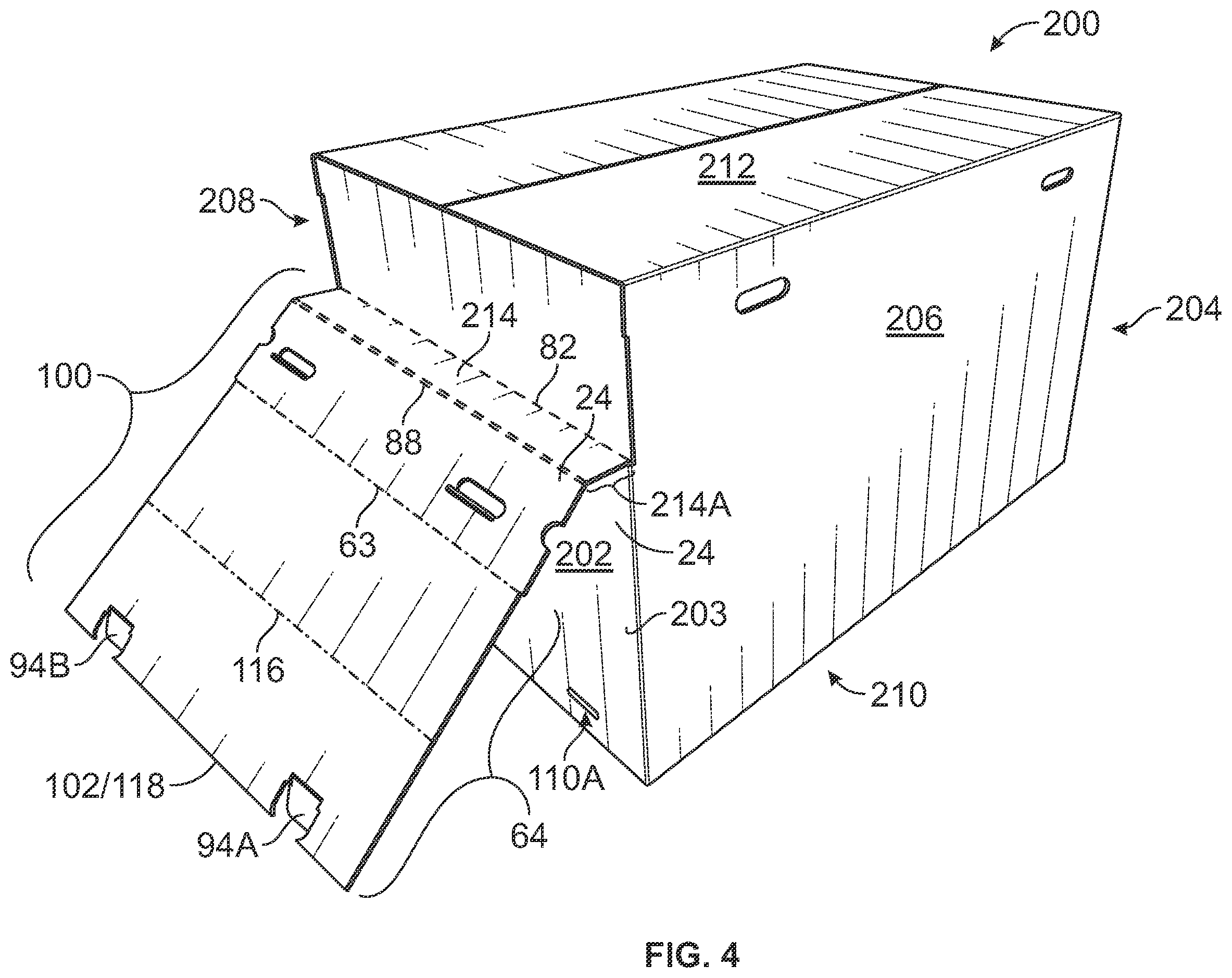Patent US12365506 Figure 5 – Container for dispensing flexible sheet product and associated blank
