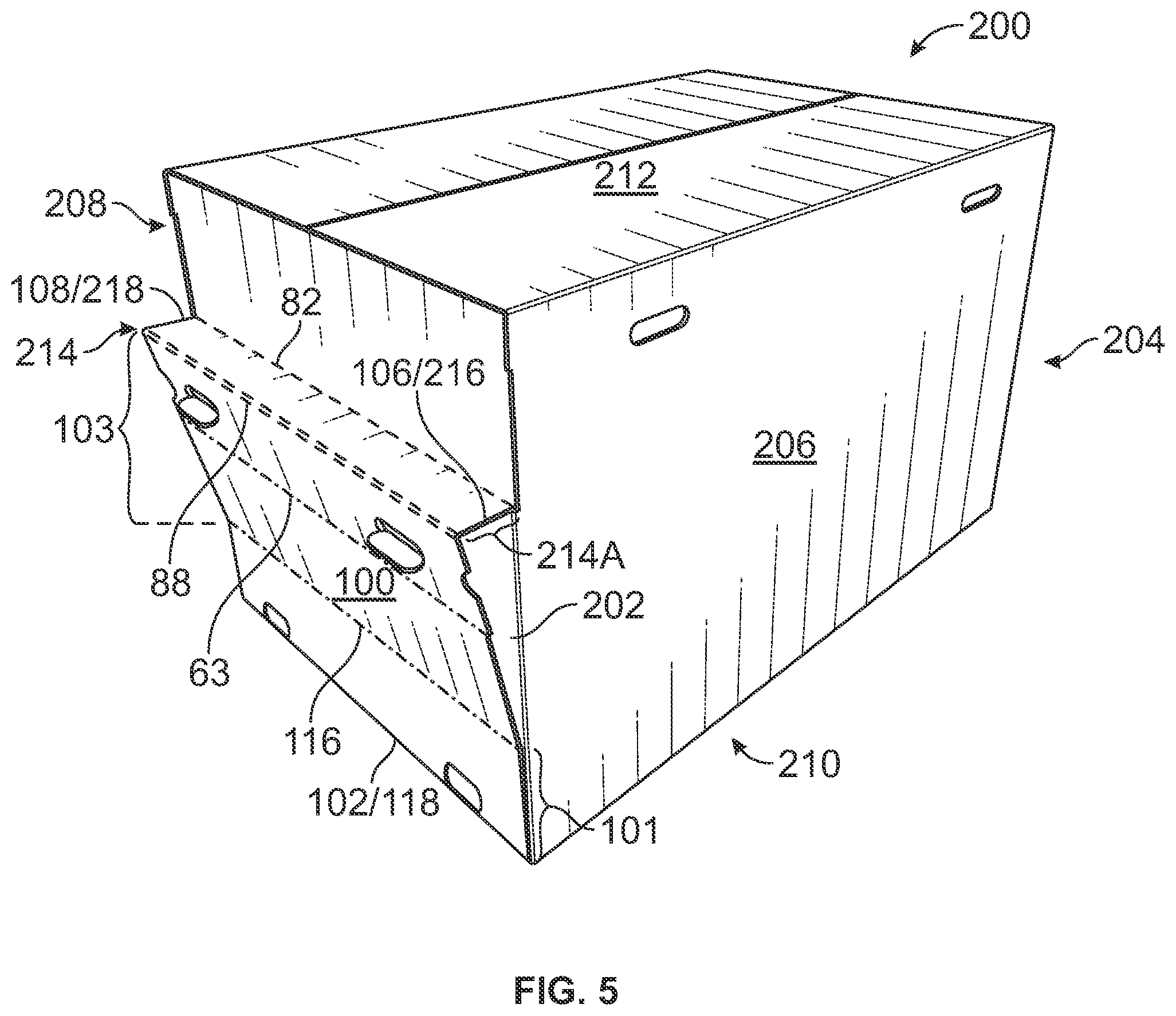 Patent US12365506 Figure 6 – Container for dispensing flexible sheet product and associated blank