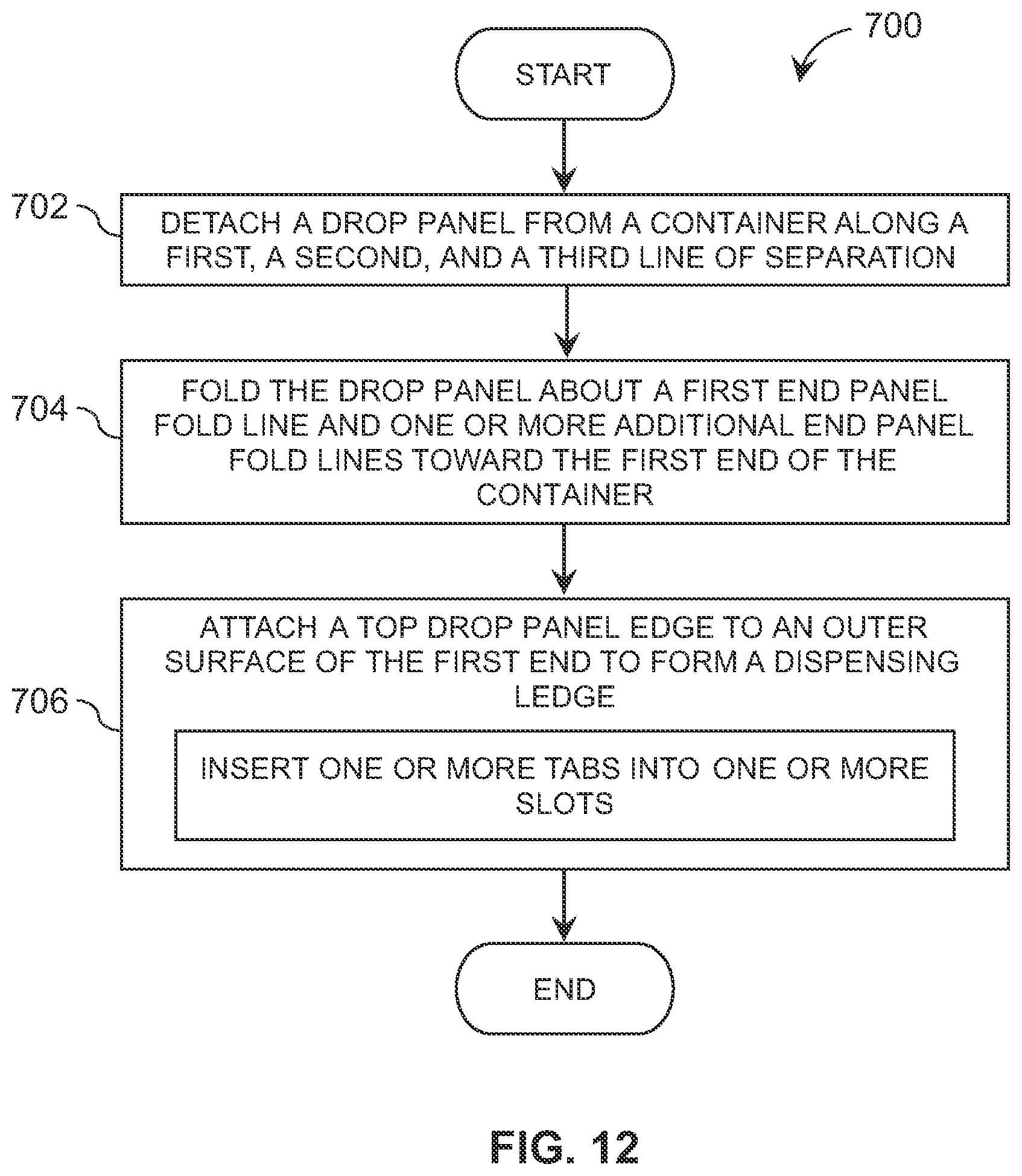 Patent US12365506 Figure 14 – Container for dispensing flexible sheet product and associated blank