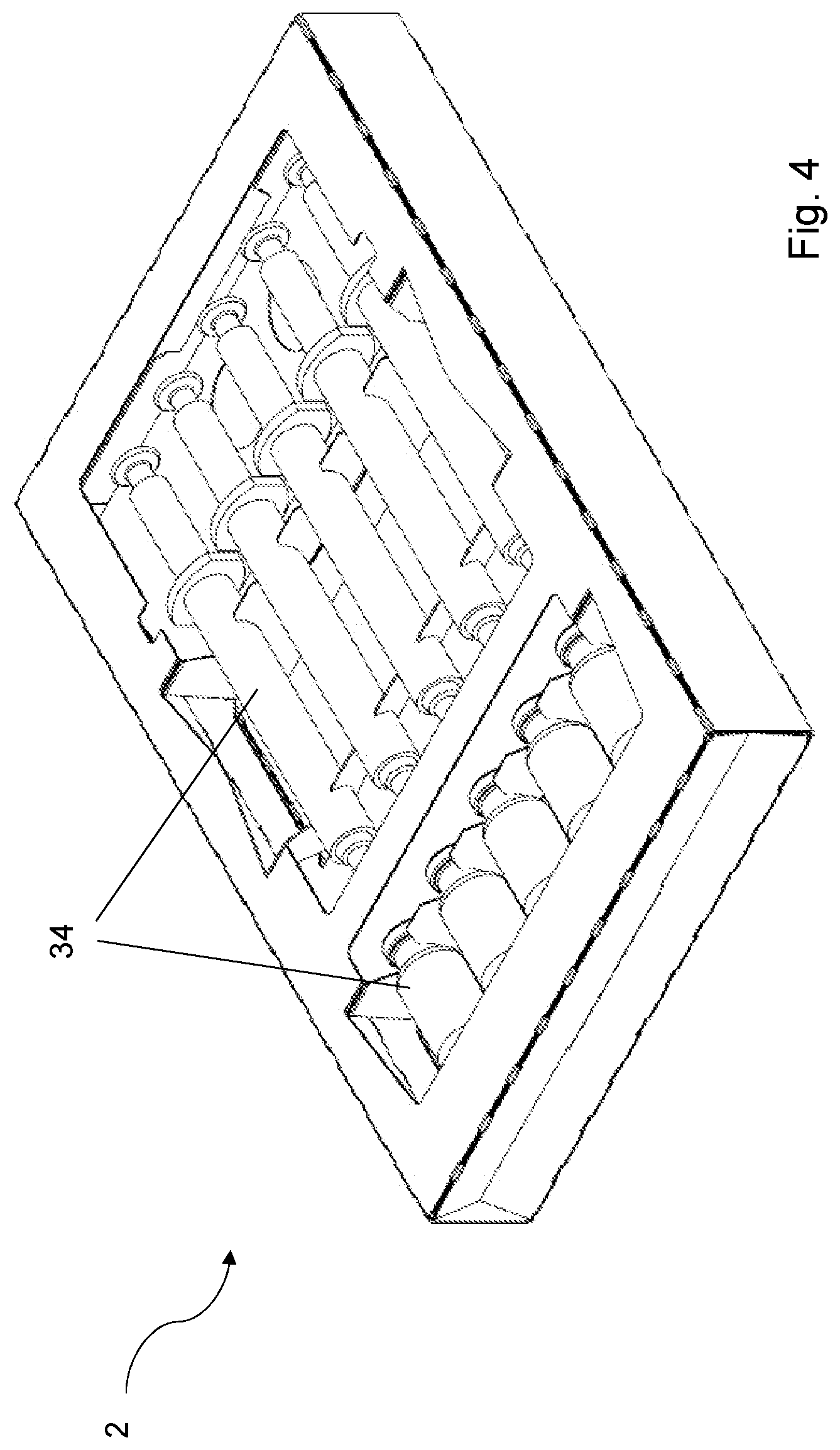 Patent US12365507 Figure 4 – Pack and method for filling a pack