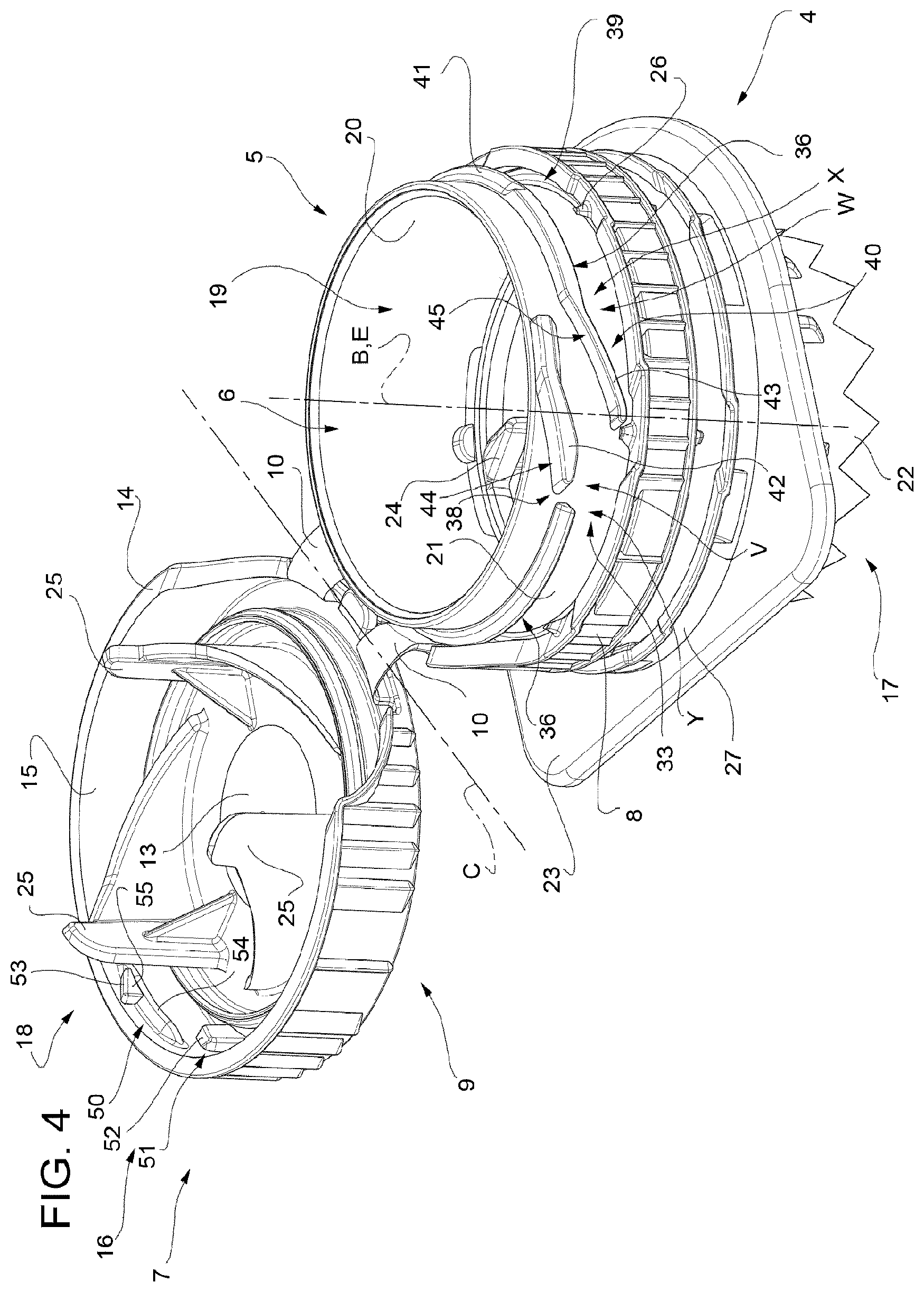 Patent US12365510 Figure 4 – Spout for a container and package-spout assembly