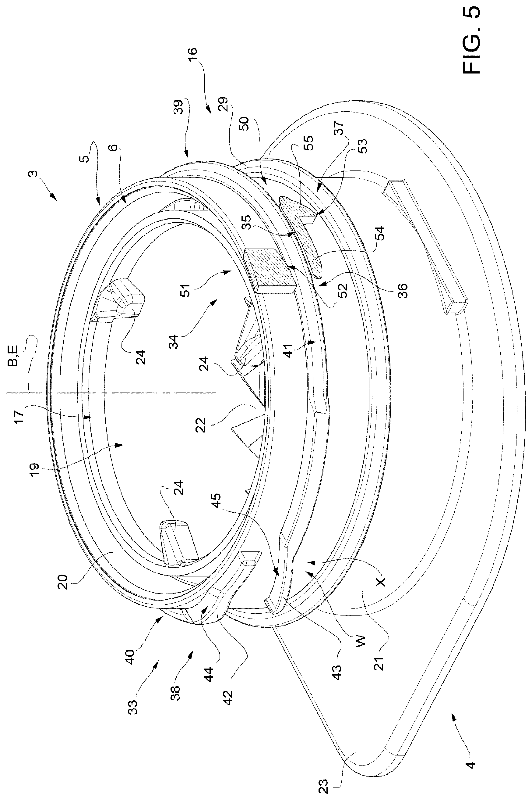 Patent US12365510 Figure 5 – Spout for a container and package-spout assembly