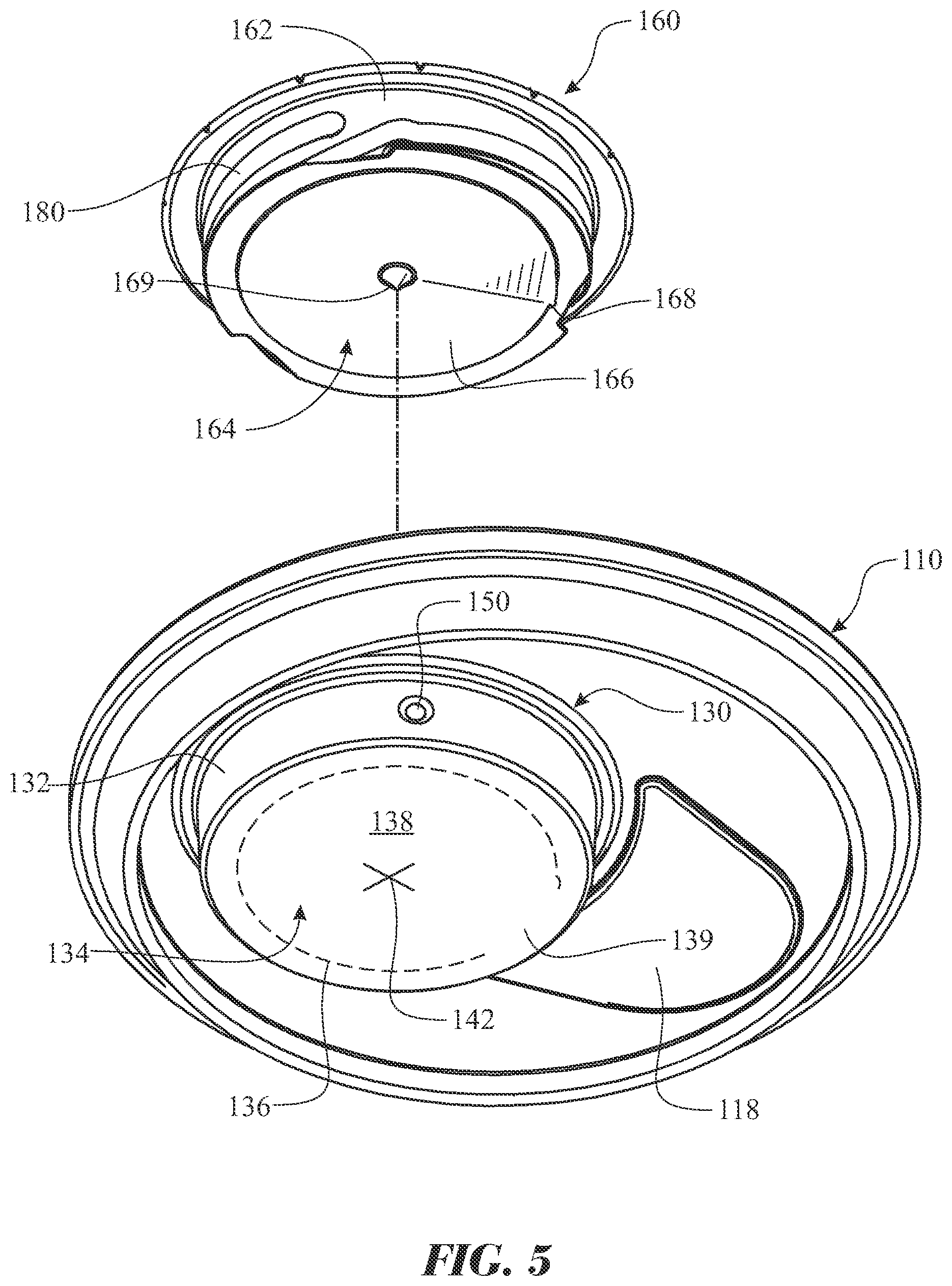 Patent US12365511 Figure 5 – Sealing cap having tamper evidence ring for sealing resealable container and method of use