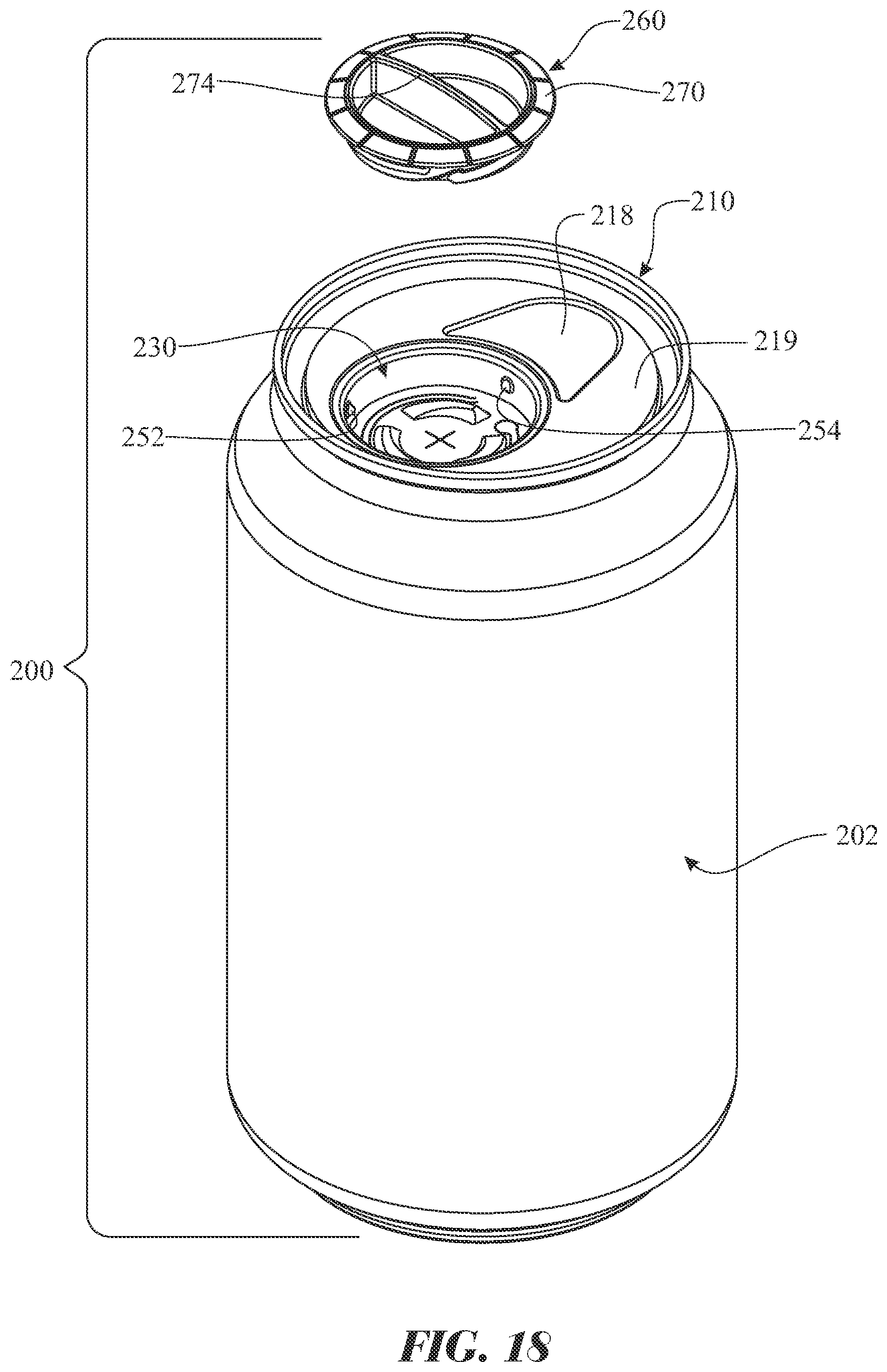 Patent US12365511 Figure 15 – Sealing cap having tamper evidence ring for sealing resealable container and method of use