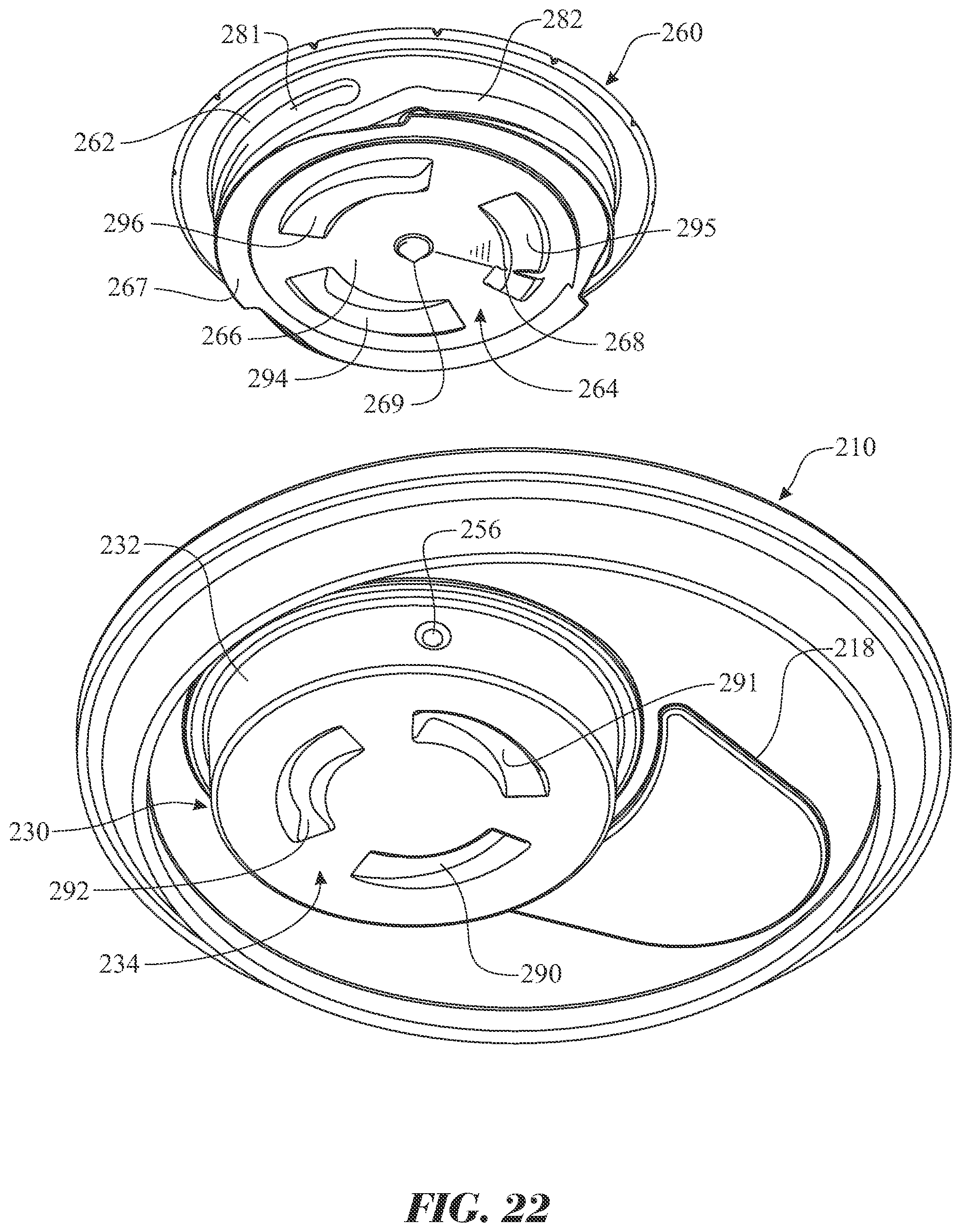 Patent US12365511 Figure 19 – Sealing cap having tamper evidence ring for sealing resealable container and method of use