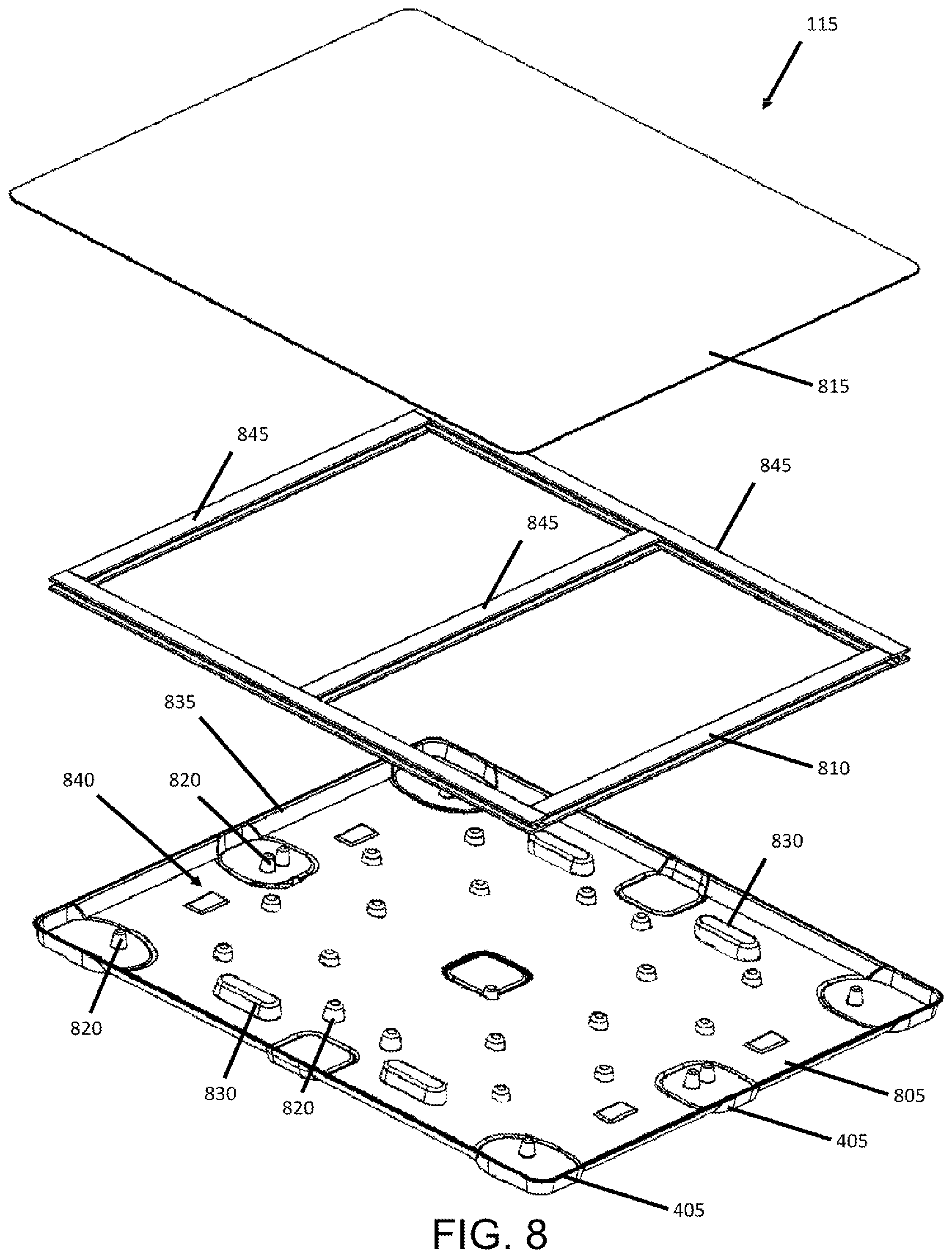 Patent US12365512 Figure 7 – Pallet with impact resistant and strengthened composite legs