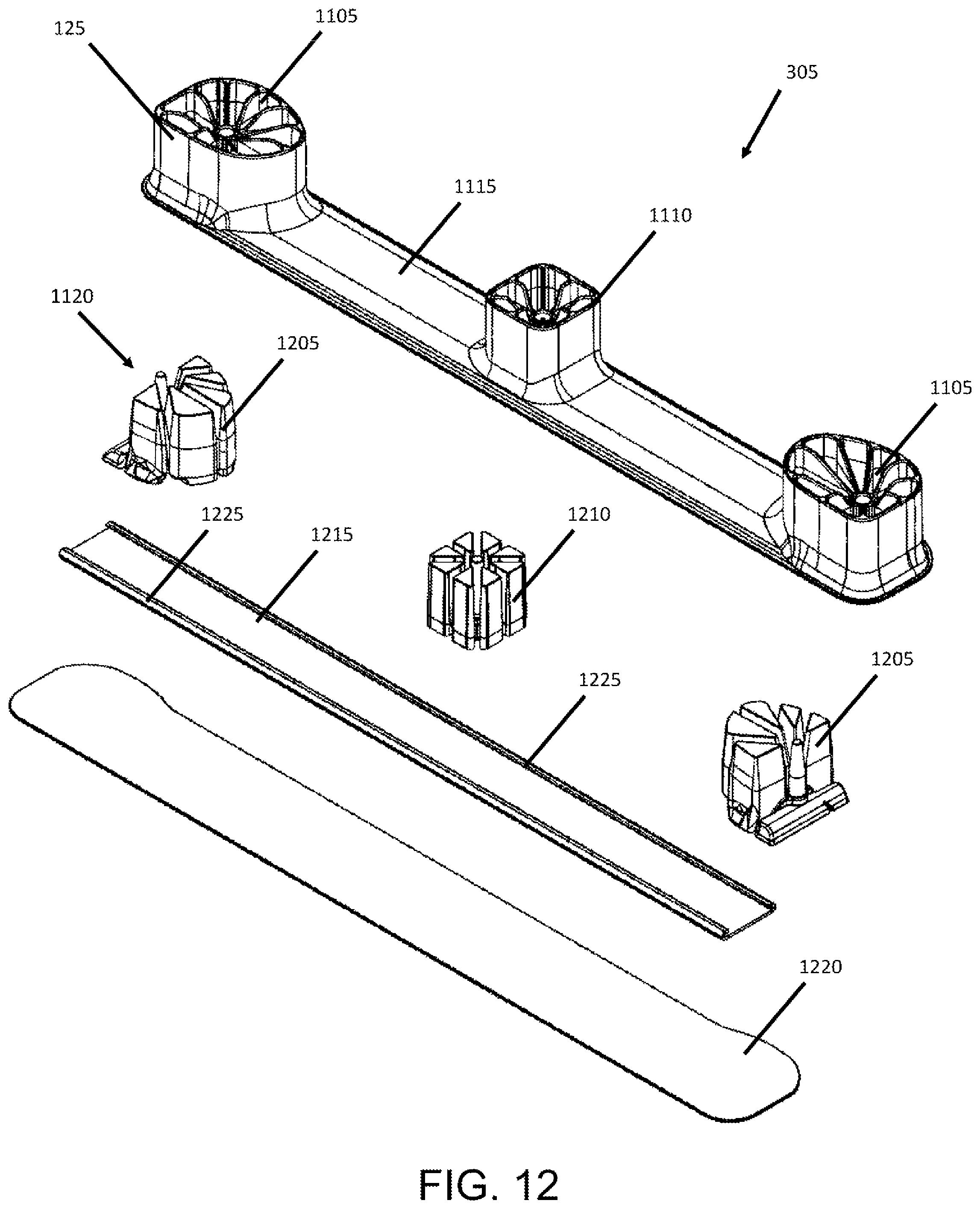 Patent US12365512 Figure 11 – Pallet with impact resistant and strengthened composite legs