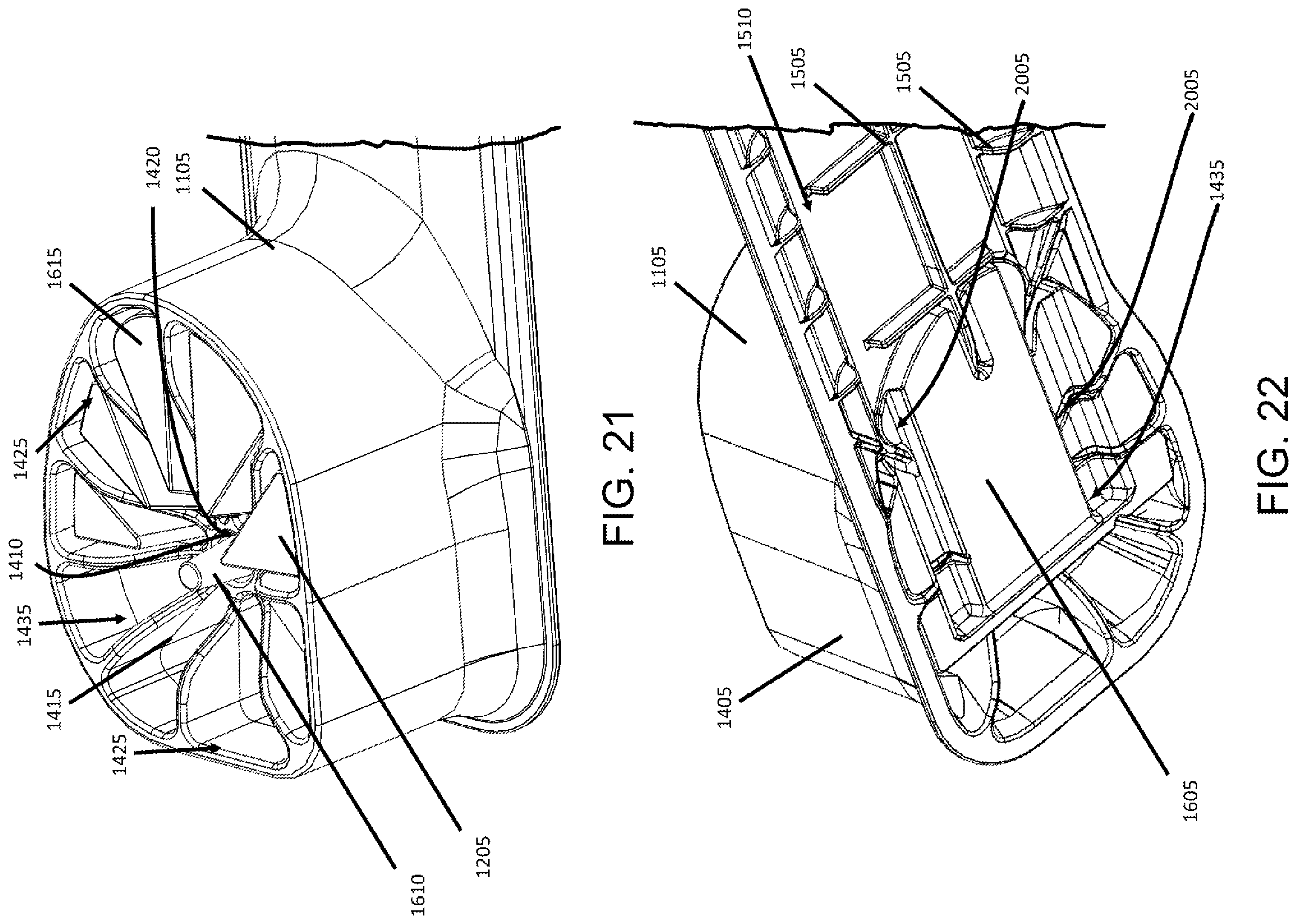 Patent US12365512 Figure 17 – Pallet with impact resistant and strengthened composite legs