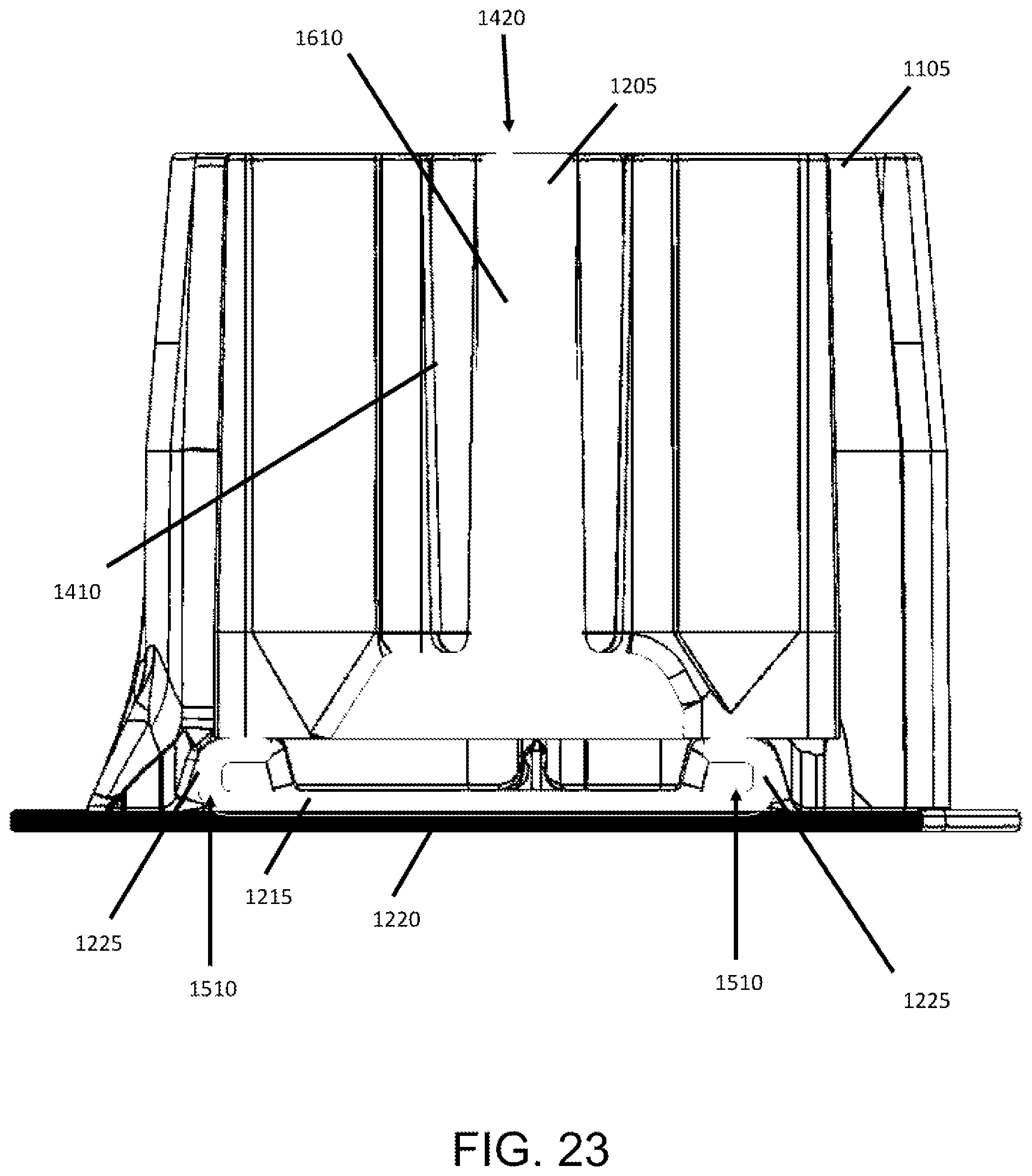Patent US12365512 Figure 18 – Pallet with impact resistant and strengthened composite legs