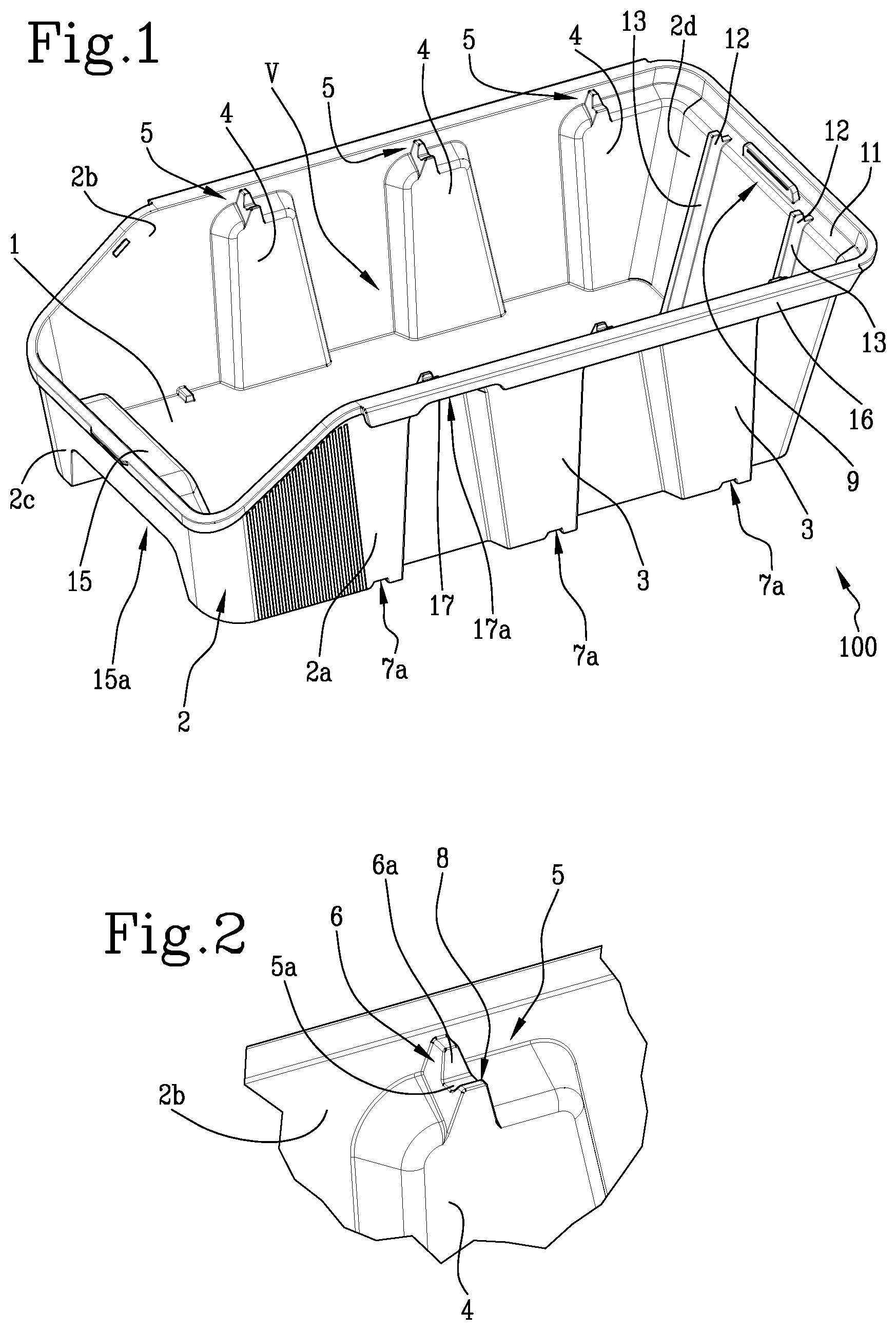 Patent US12365514 Figure 1 – Stackable and/or nestable box