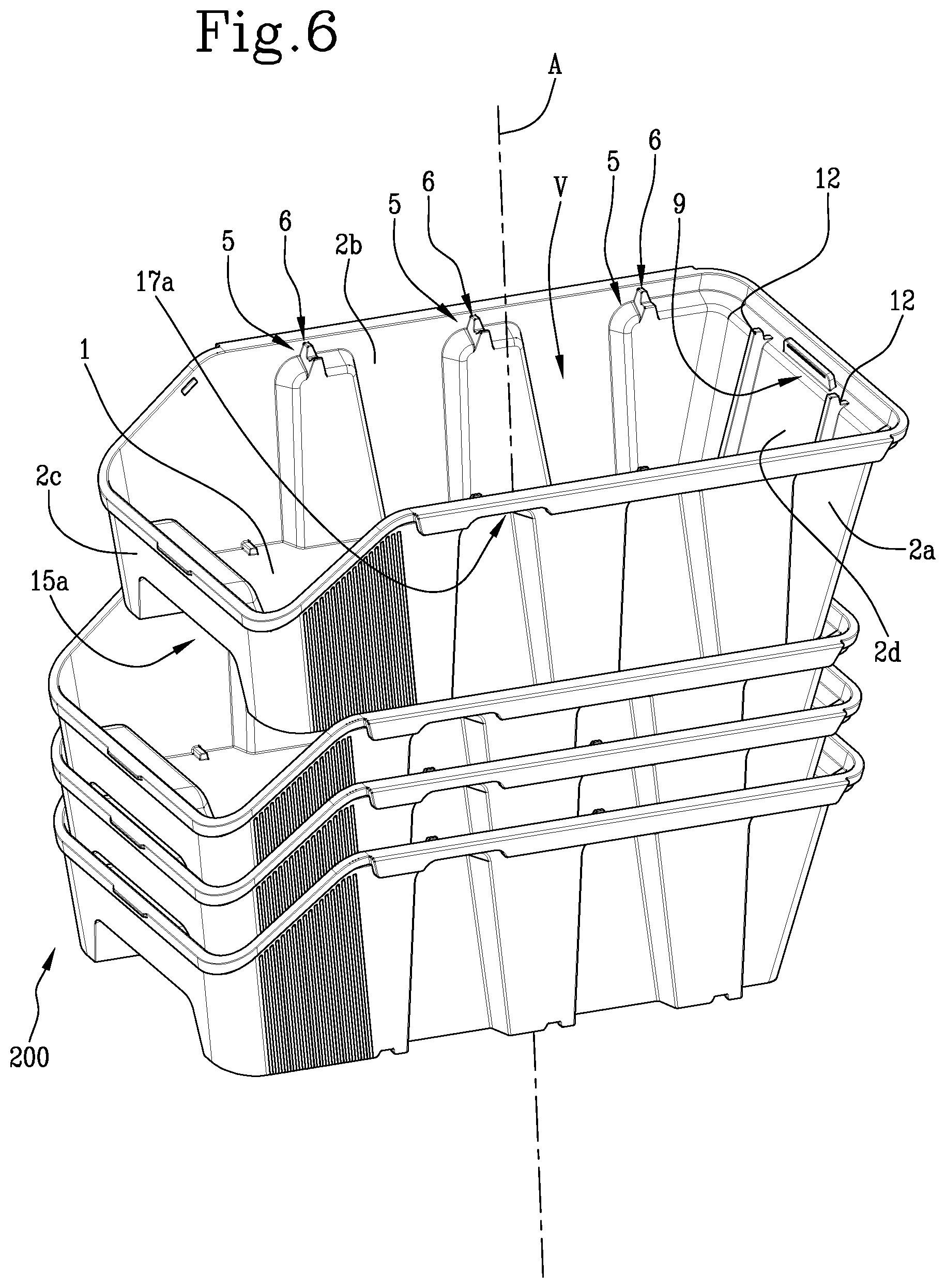 Patent US12365514 Figure 3 – Stackable and/or nestable box