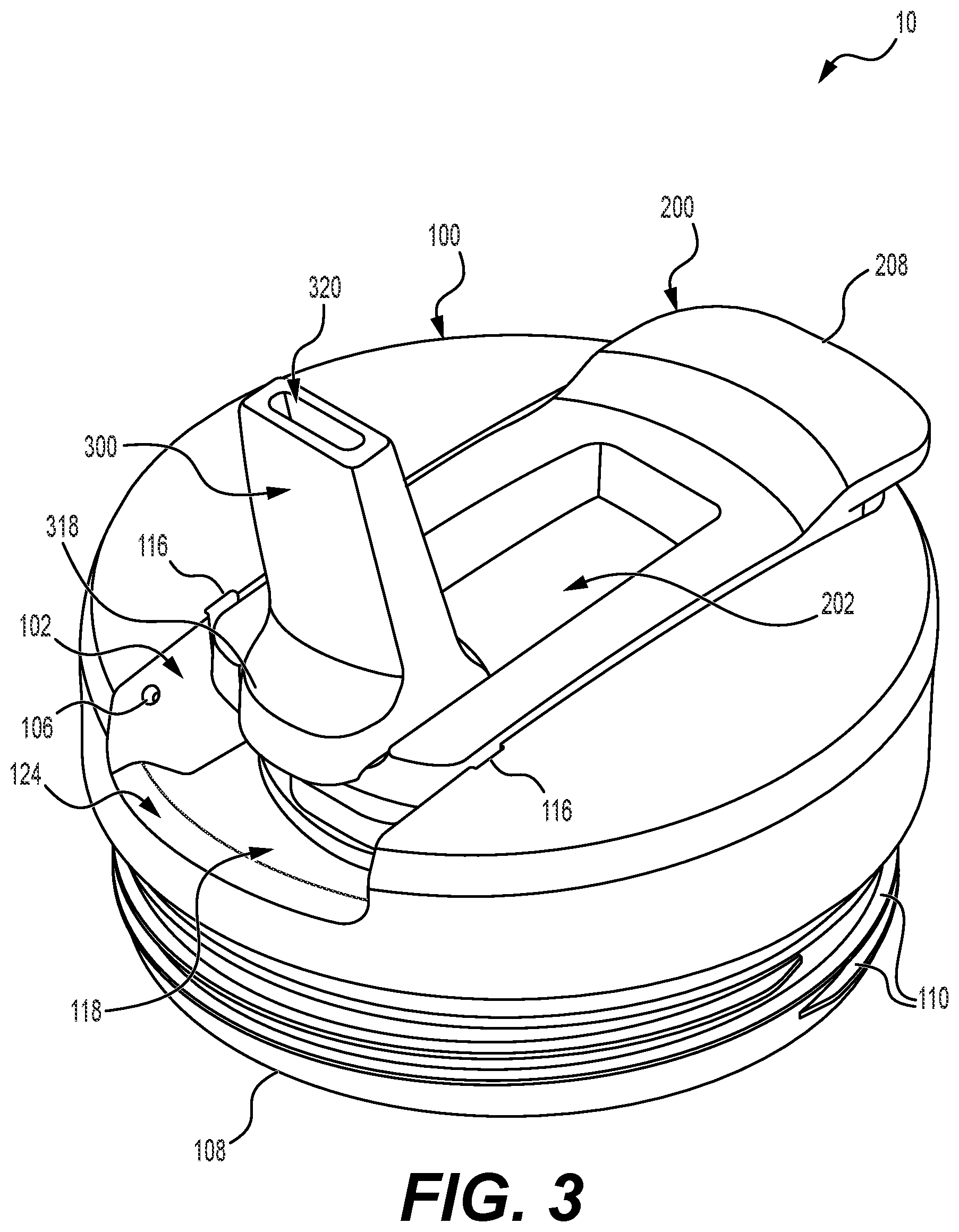 Patent US12365520 Figure 3 – Dispensing lid