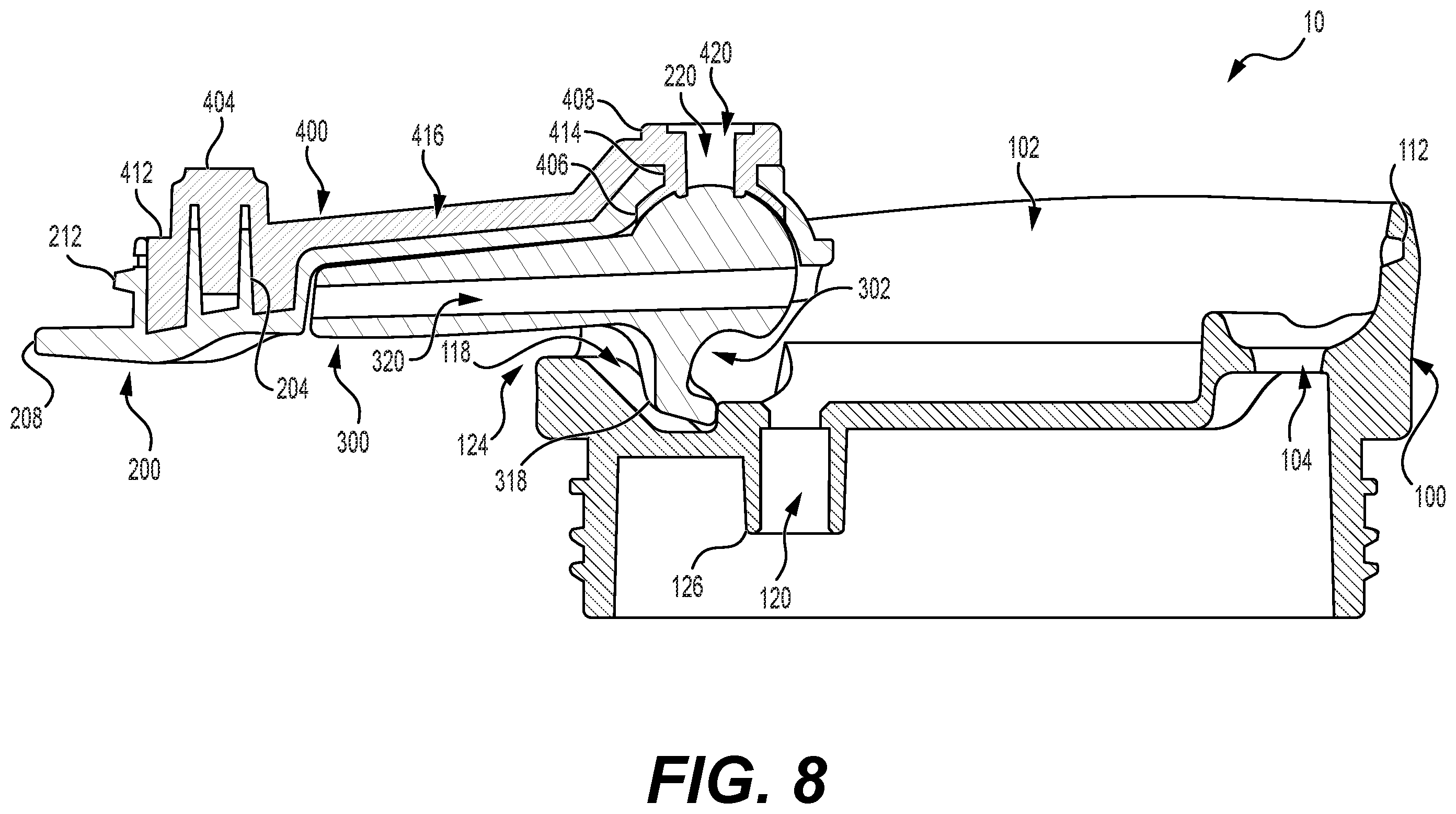 Patent US12365520 Figure 8 – Dispensing lid
