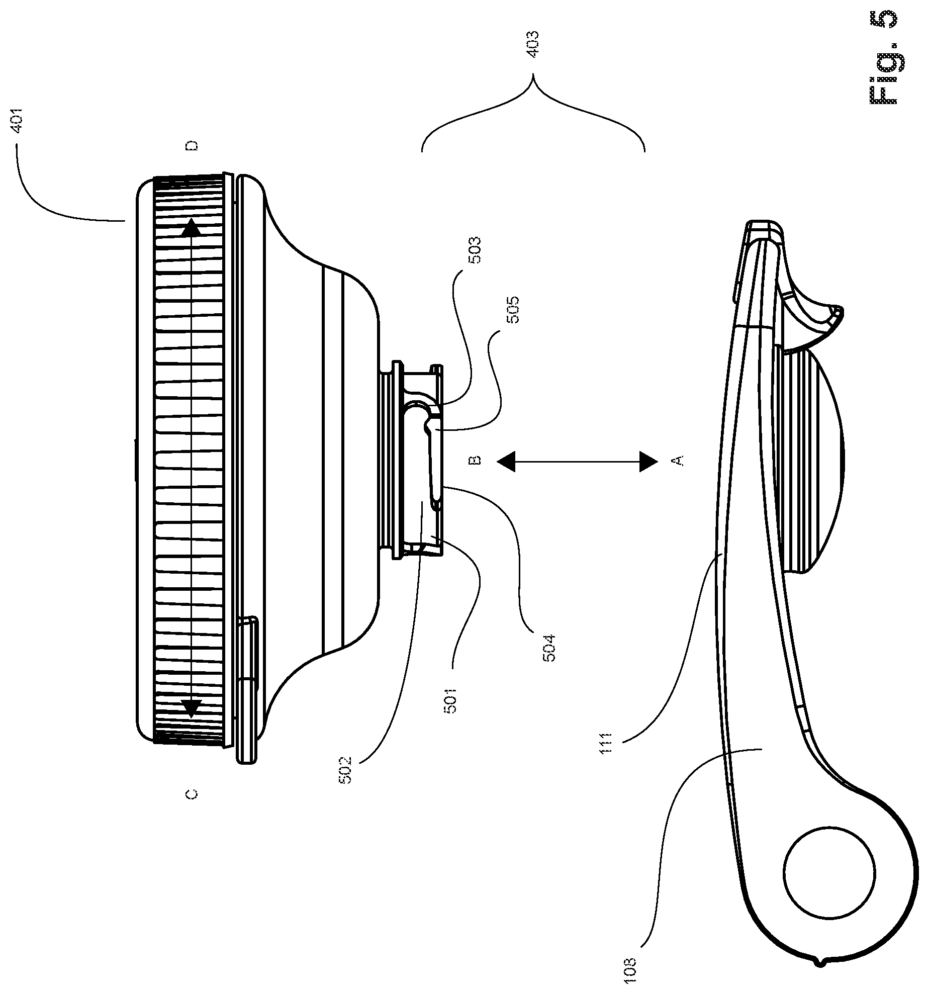 Patent US12365522 Figure 4 – Liquid container with a universal adapter and accessories therefor