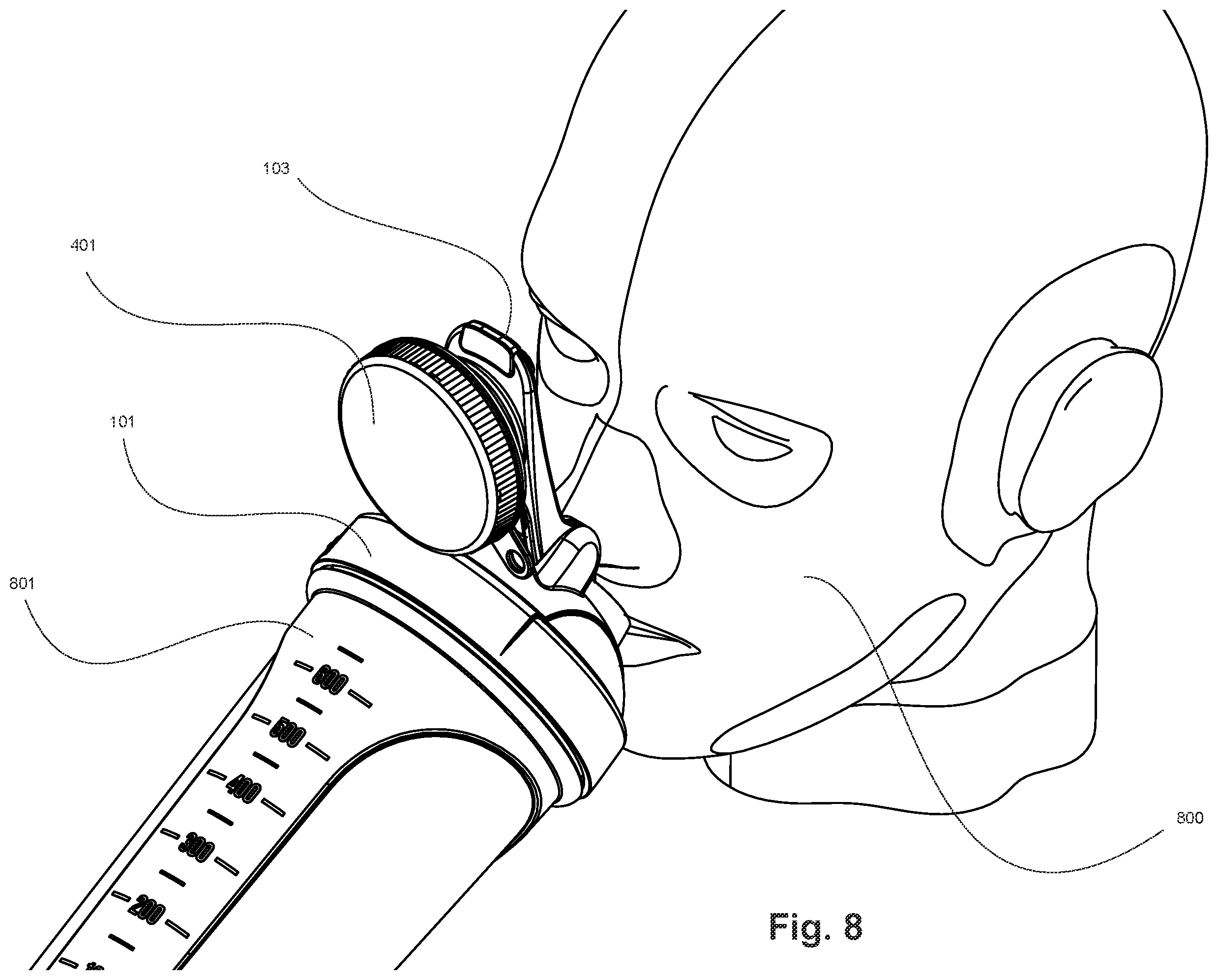 Patent US12365522 Figure 7 – Liquid container with a universal adapter and accessories therefor