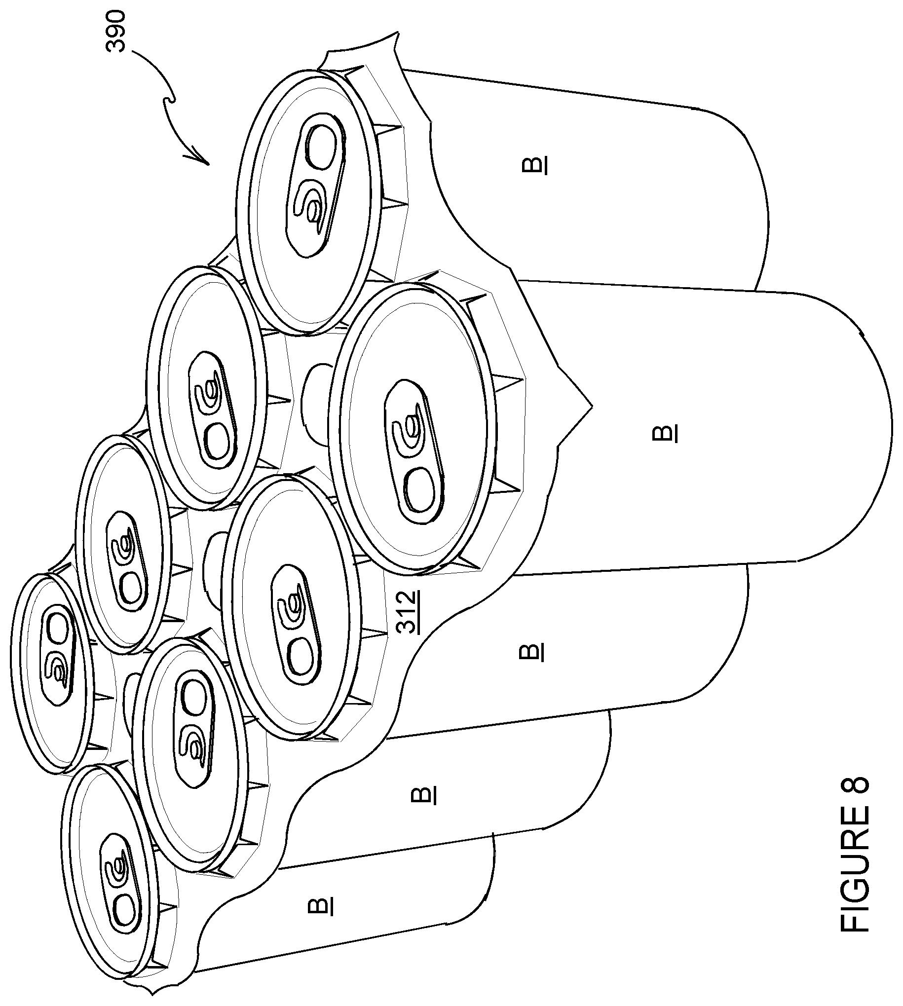 Patent US12365526 Figure 8 – Carton and blank therefor