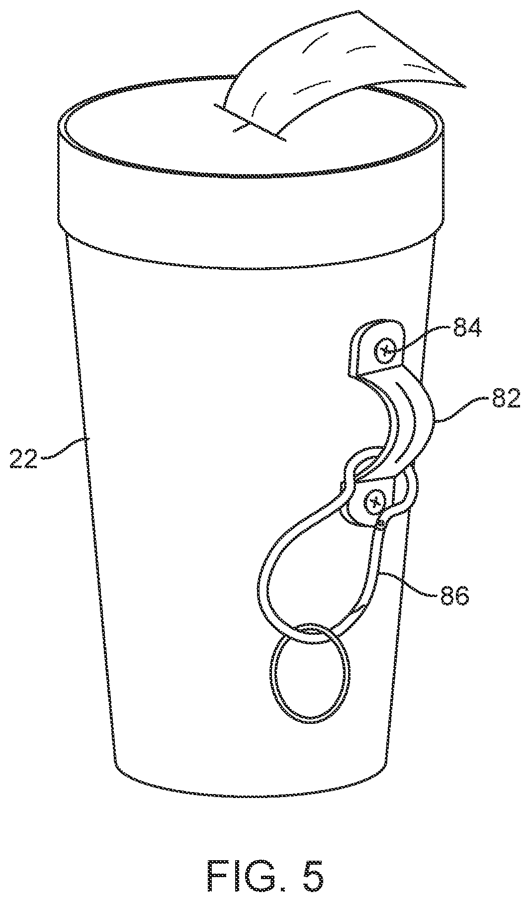Patent US12365530 Figure 4 – Dog waste storage container and bag dispenser
