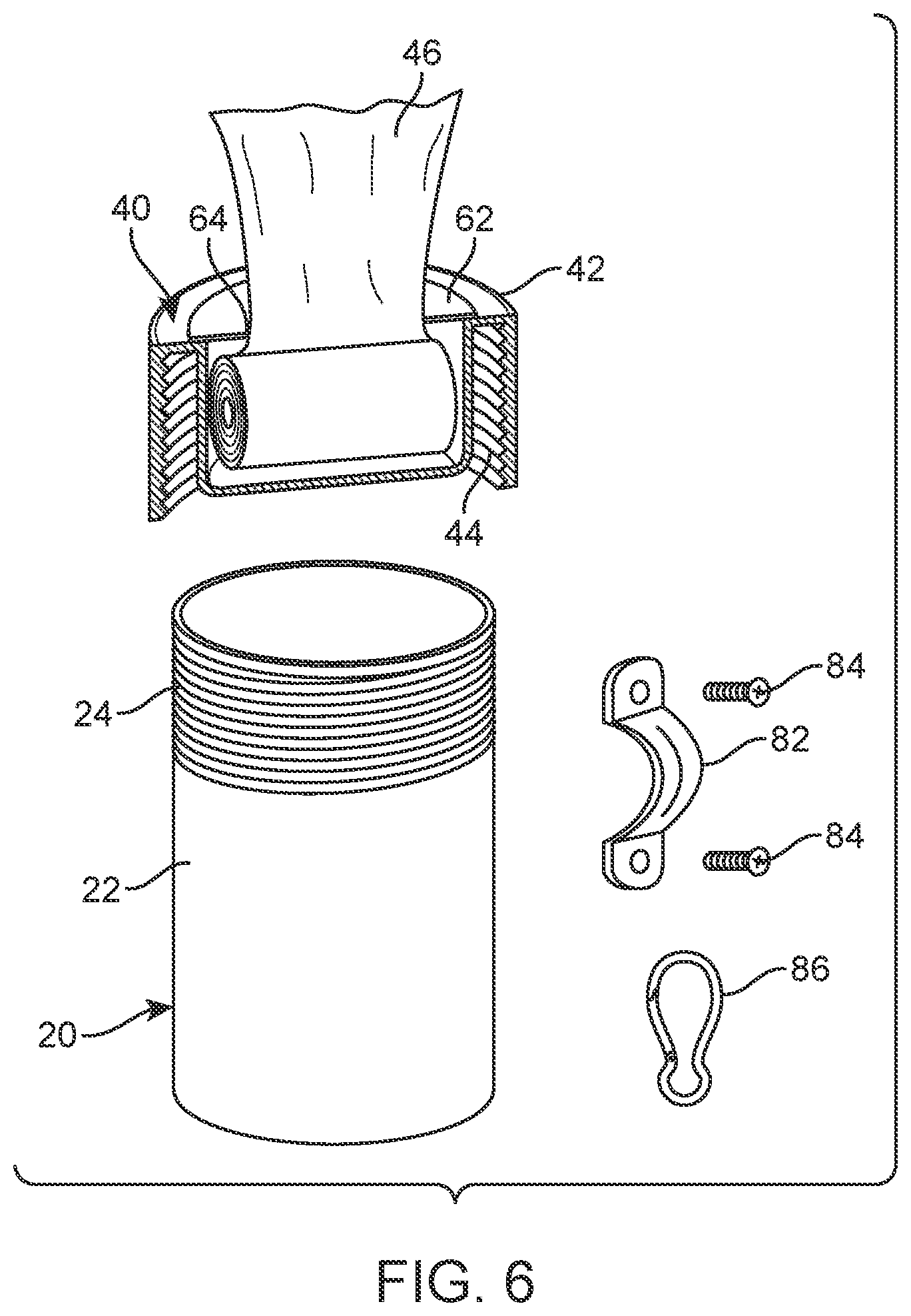 Patent US12365530 Figure 5 – Dog waste storage container and bag dispenser