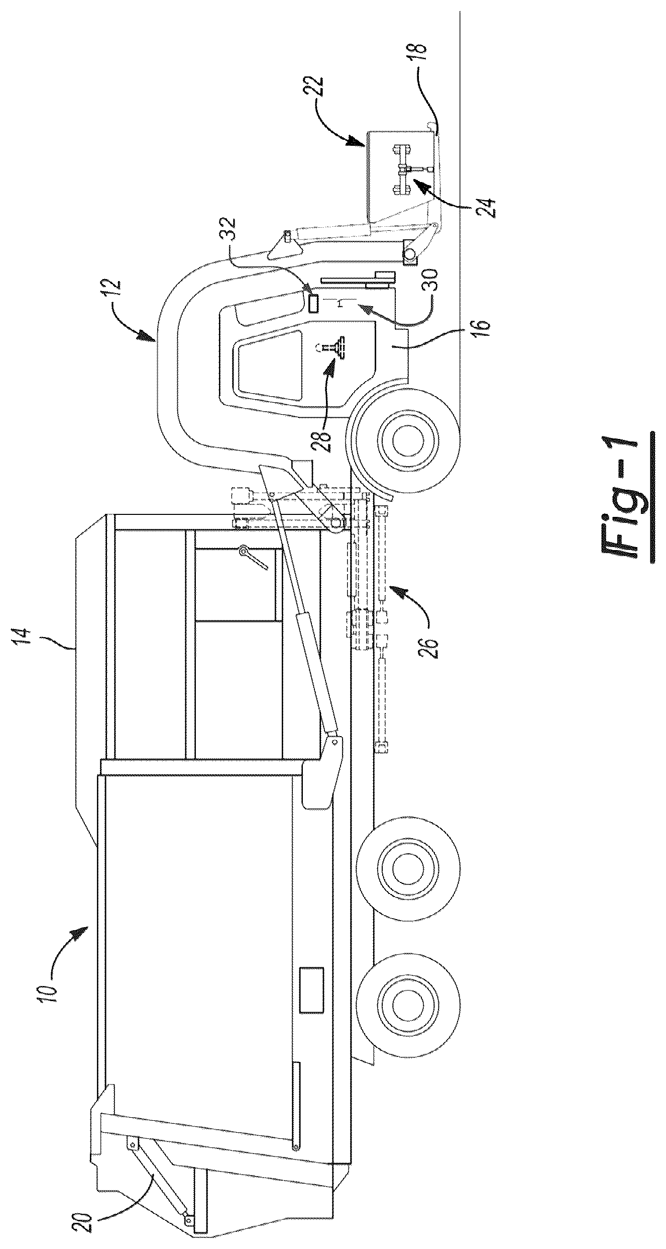 Patent US12365534 Figure 1 – Automatic control of a refuse front end loader