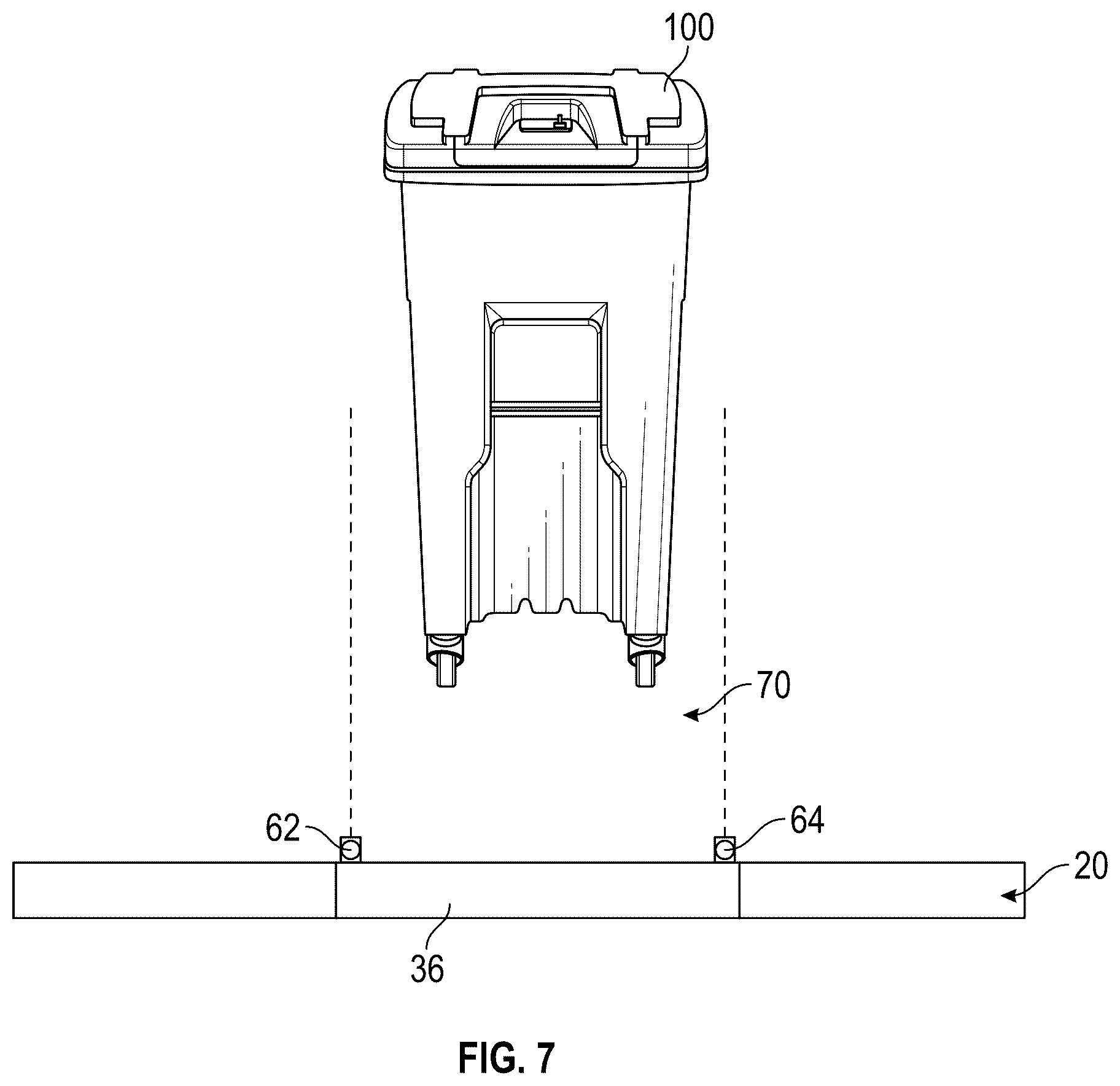 Patent US12365535 Figure 7 – Lighting system for a refuse vehicle