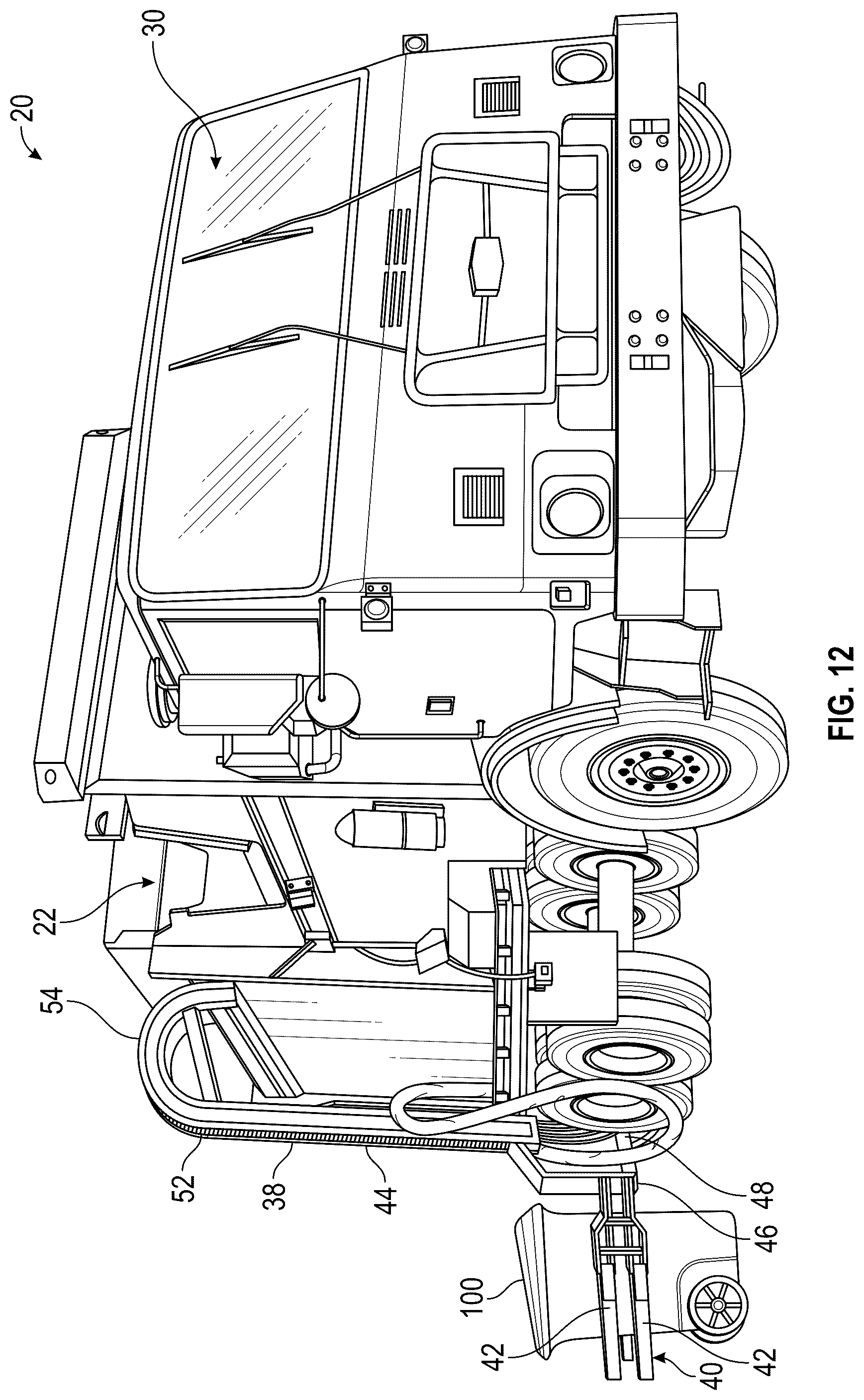 Patent US12365535 Figure 12 – Lighting system for a refuse vehicle