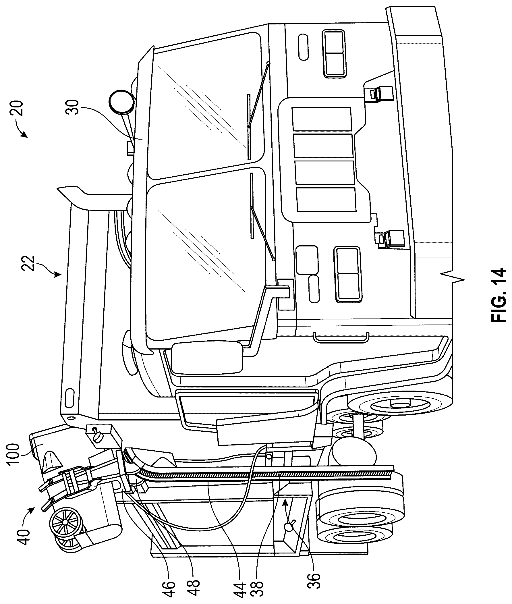 Patent US12365535 Figure 14 – Lighting system for a refuse vehicle