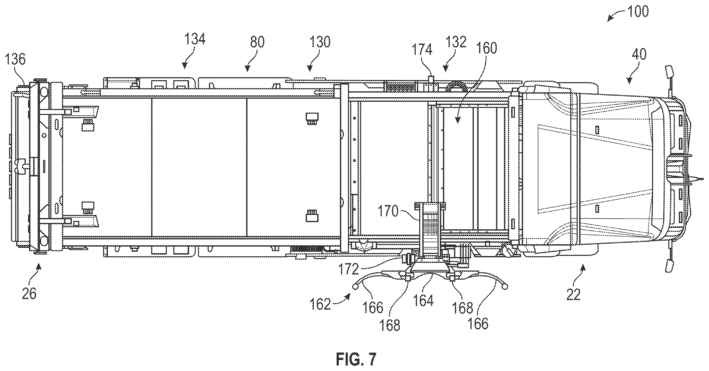 Patent US12365536 Figure 7 – Regeneration control for a refuse vehicle packer system