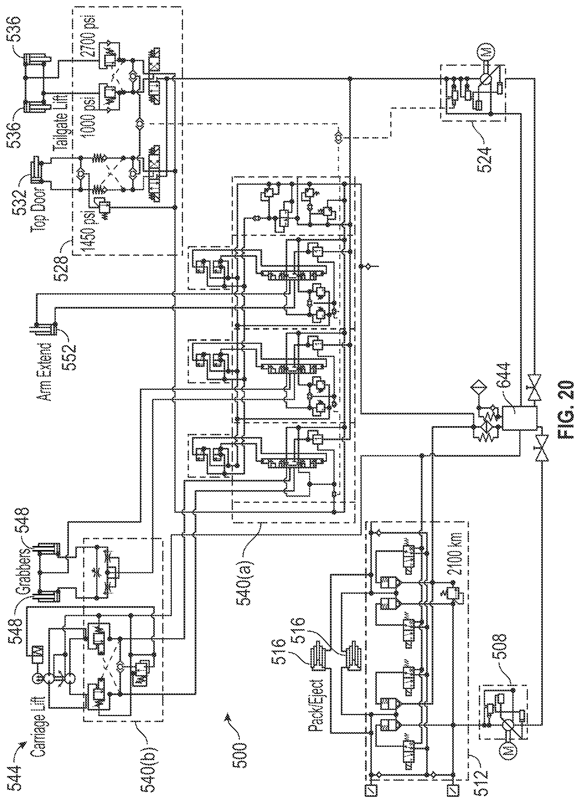 Patent US12365536 Figure 19 – Regeneration control for a refuse vehicle packer system