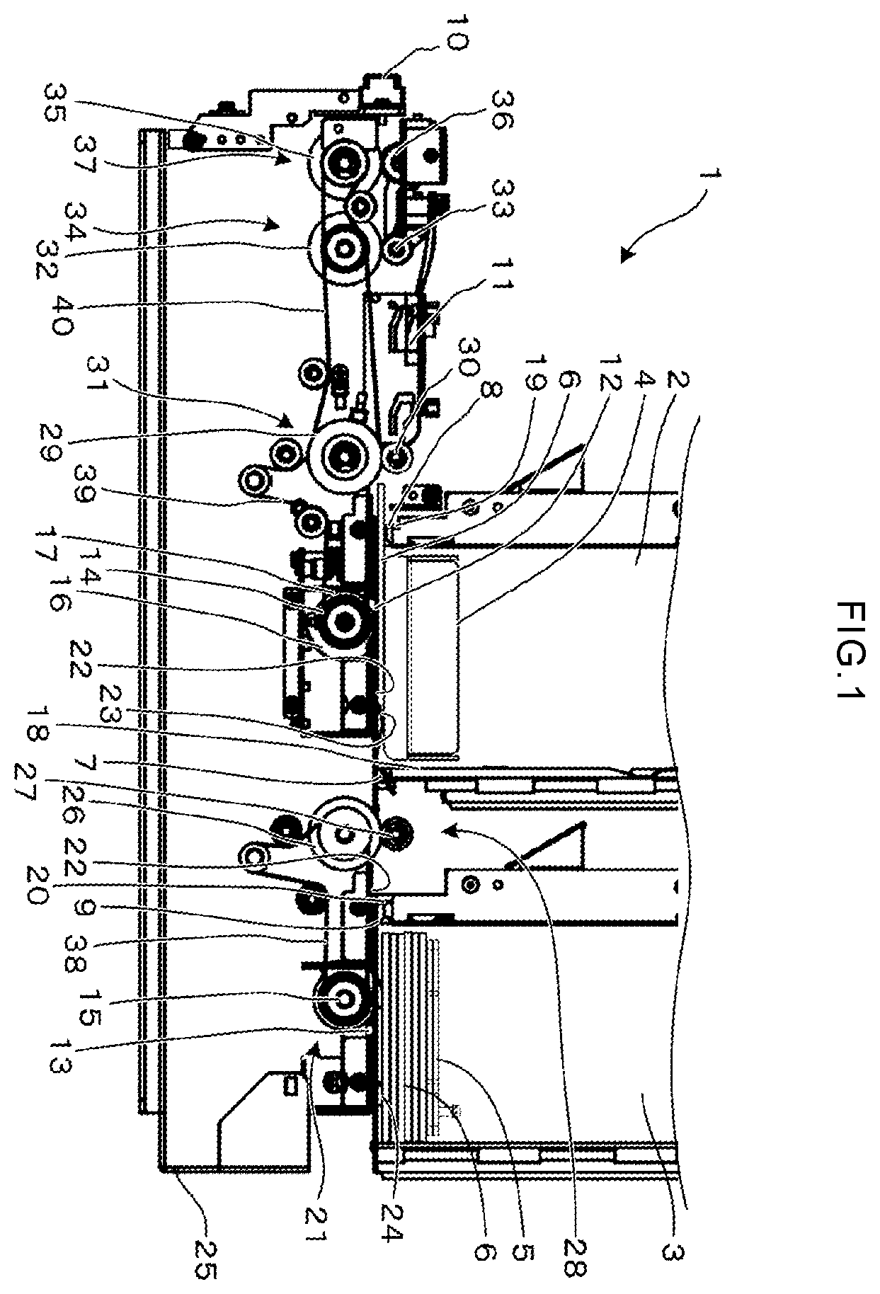 Patent US12365537 Figure 1 – Card handling apparatus