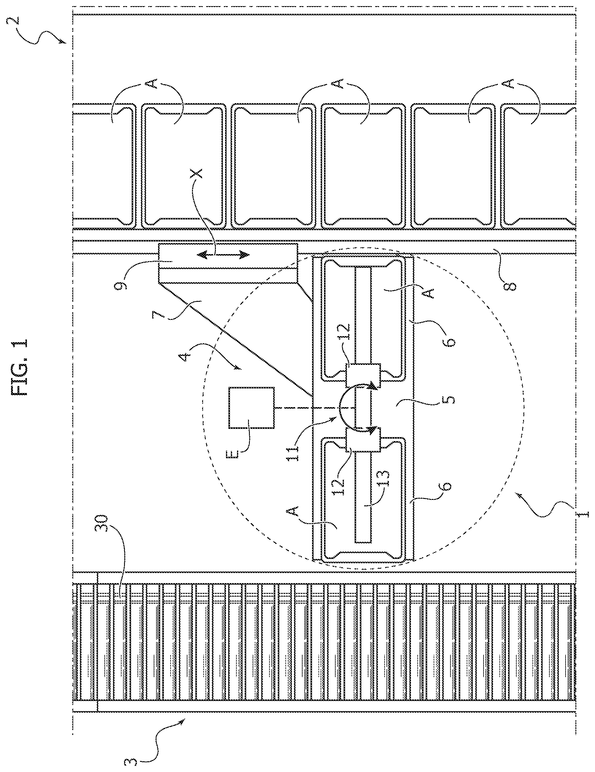 Patent US12365539 Figure 1 – Method for automatically handling a plurality of product containers, and a related system