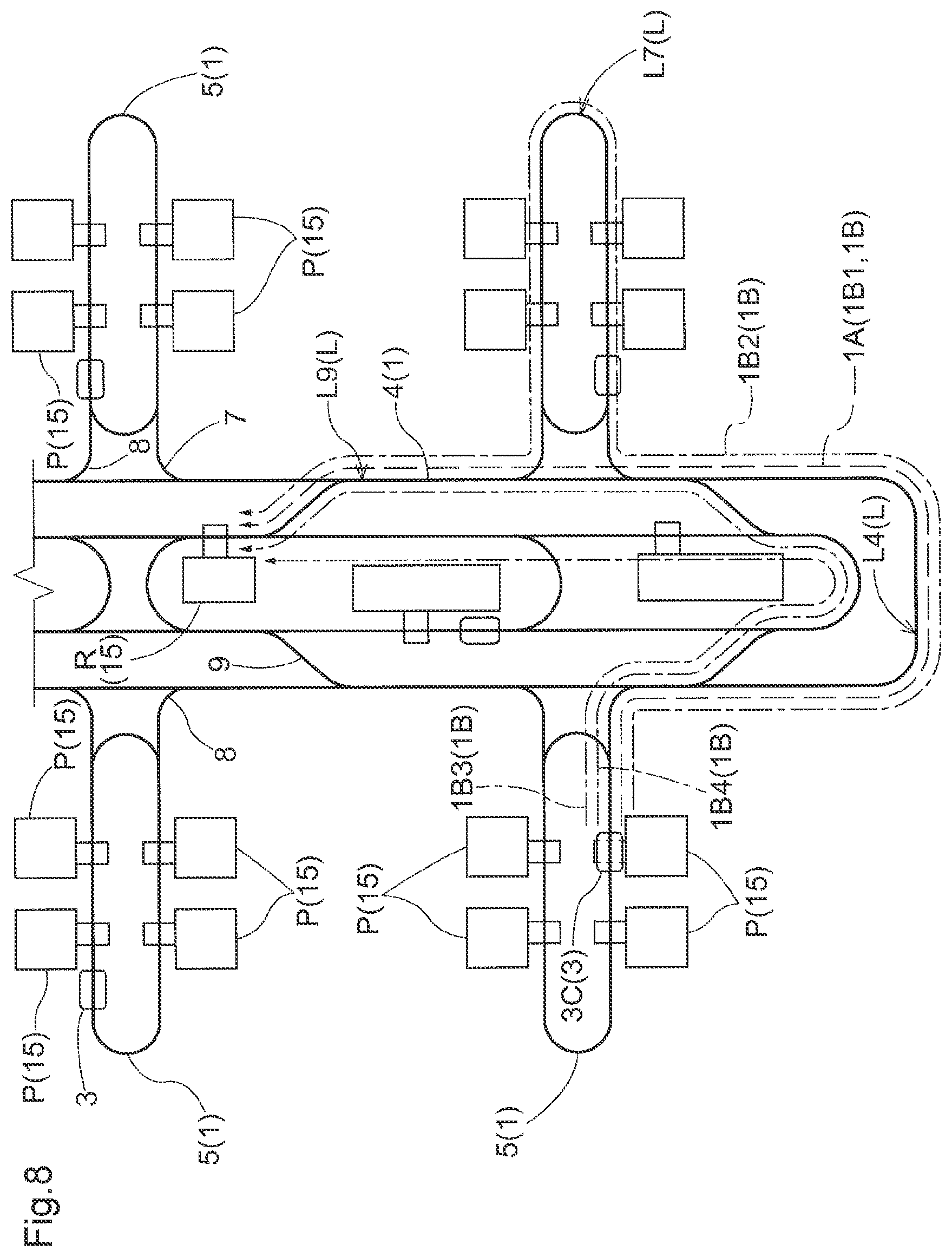 Patent US12365541 Figure 7 – Article transport facility, route setting method, and route setting program