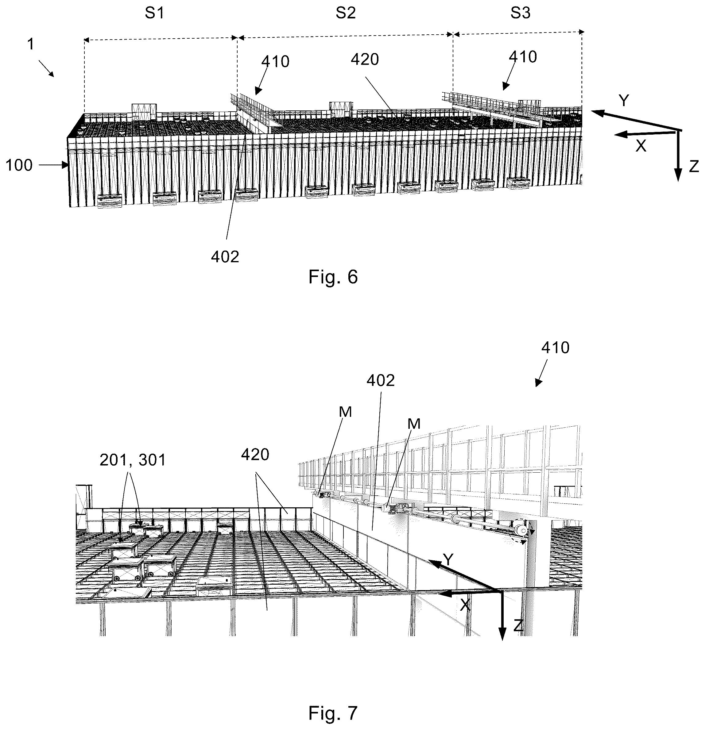 Patent US12365543 Figure 4 – Automated storage and retrieval system comprising a barrier