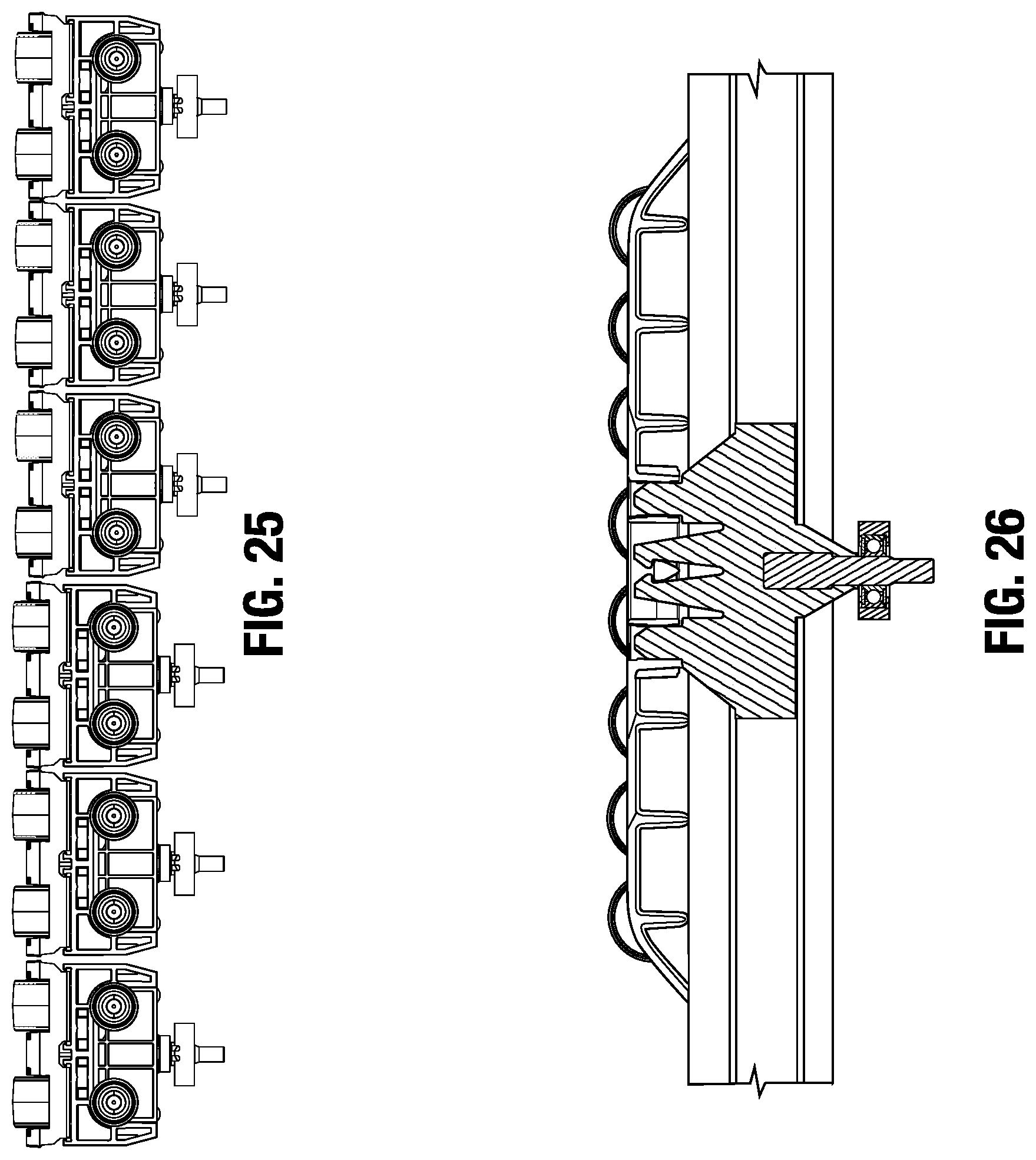Patent US12365545 Figure 14 – Roller shoe and slat sorter conveyor