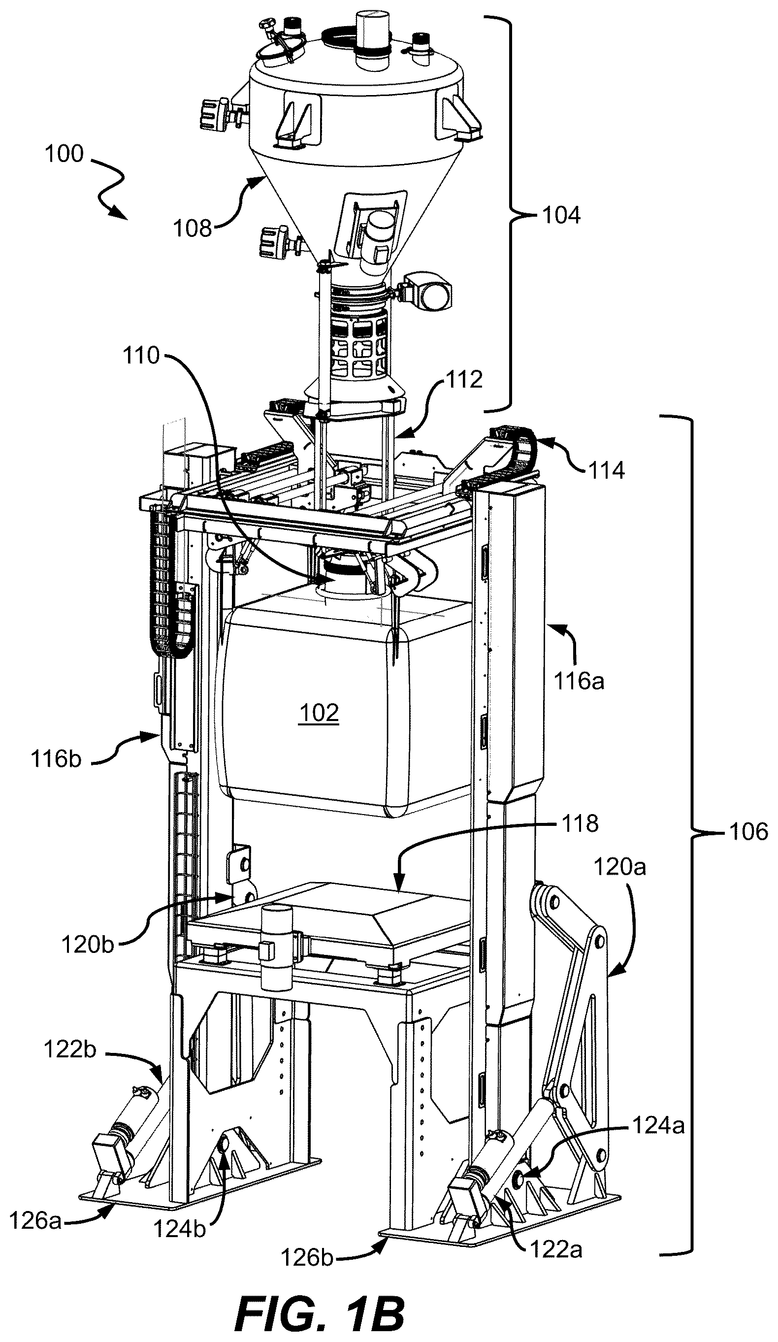 Patent US12365546 Figure 2 – Bulk container filler station and related methods