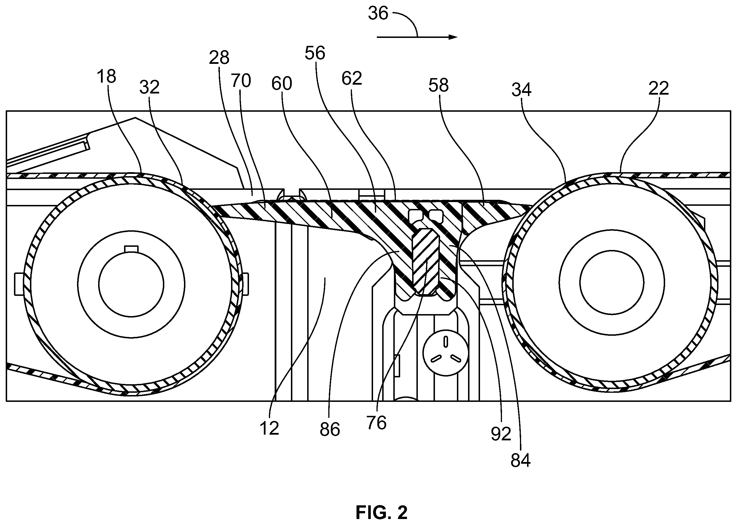 Patent US12365549 Figure 2 – Conveyor transfer guards