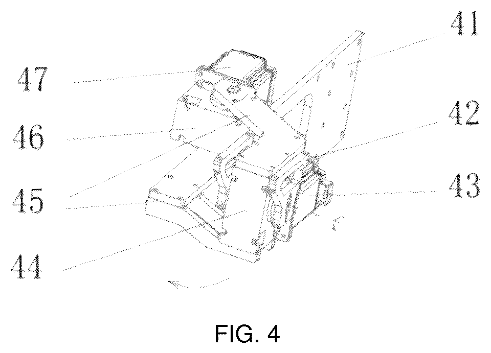 Patent US12365554 Figure 4 – Dual power driving-based parallel movable shelf and unloading apparatus thereof