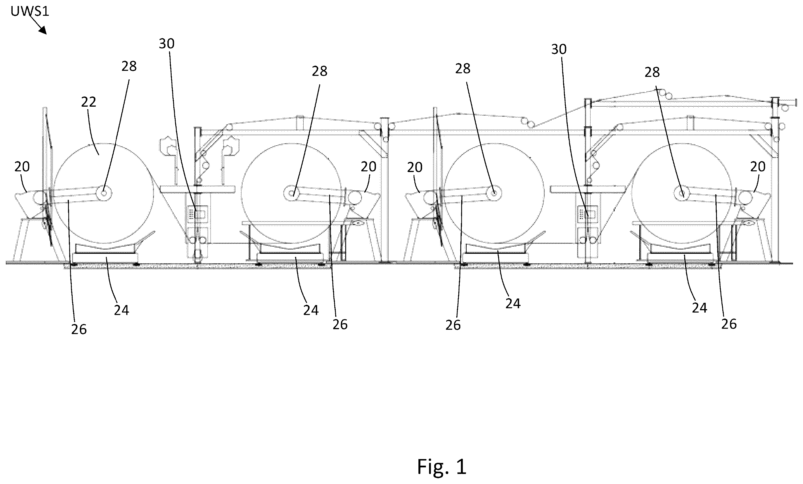 Patent US12365557 Figure 1 – Center drive unwind system