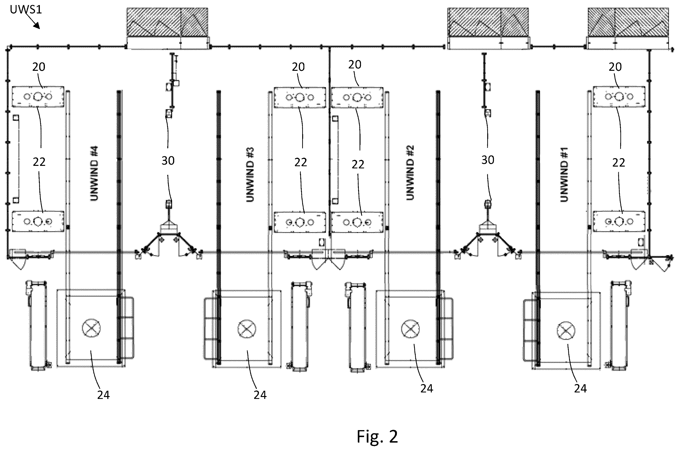 Patent US12365557 Figure 2 – Center drive unwind system
