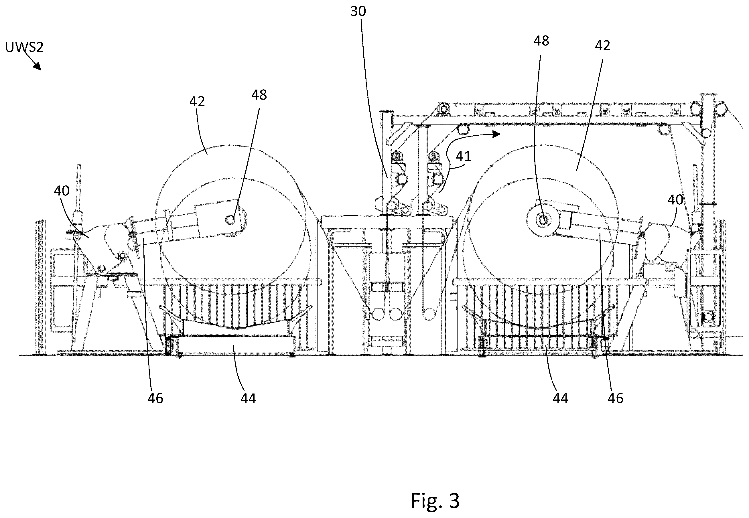 Patent US12365557 Figure 3 – Center drive unwind system