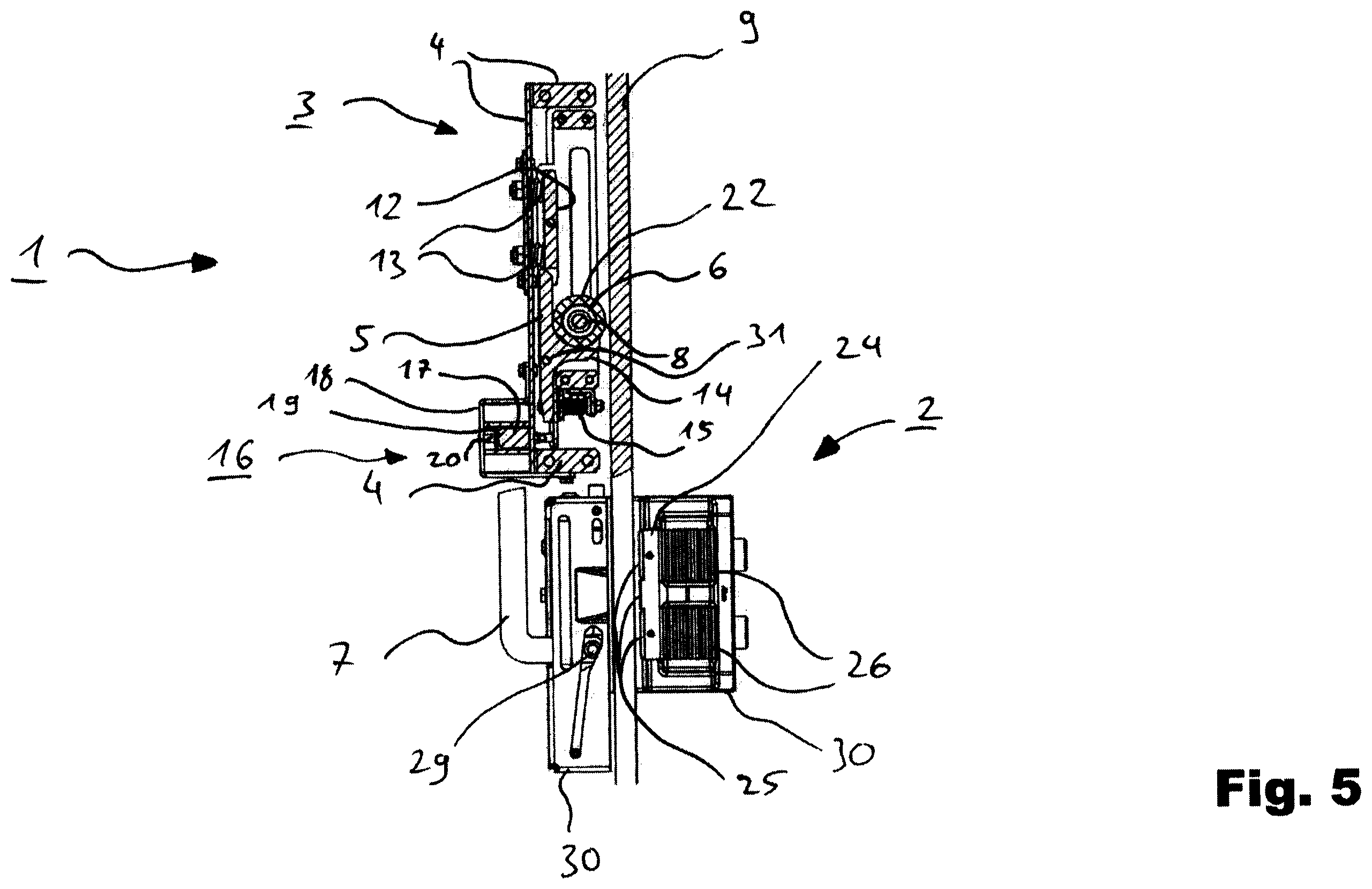 Patent US12365566 Figure 5 – Release unit for actuating an elevator brake device