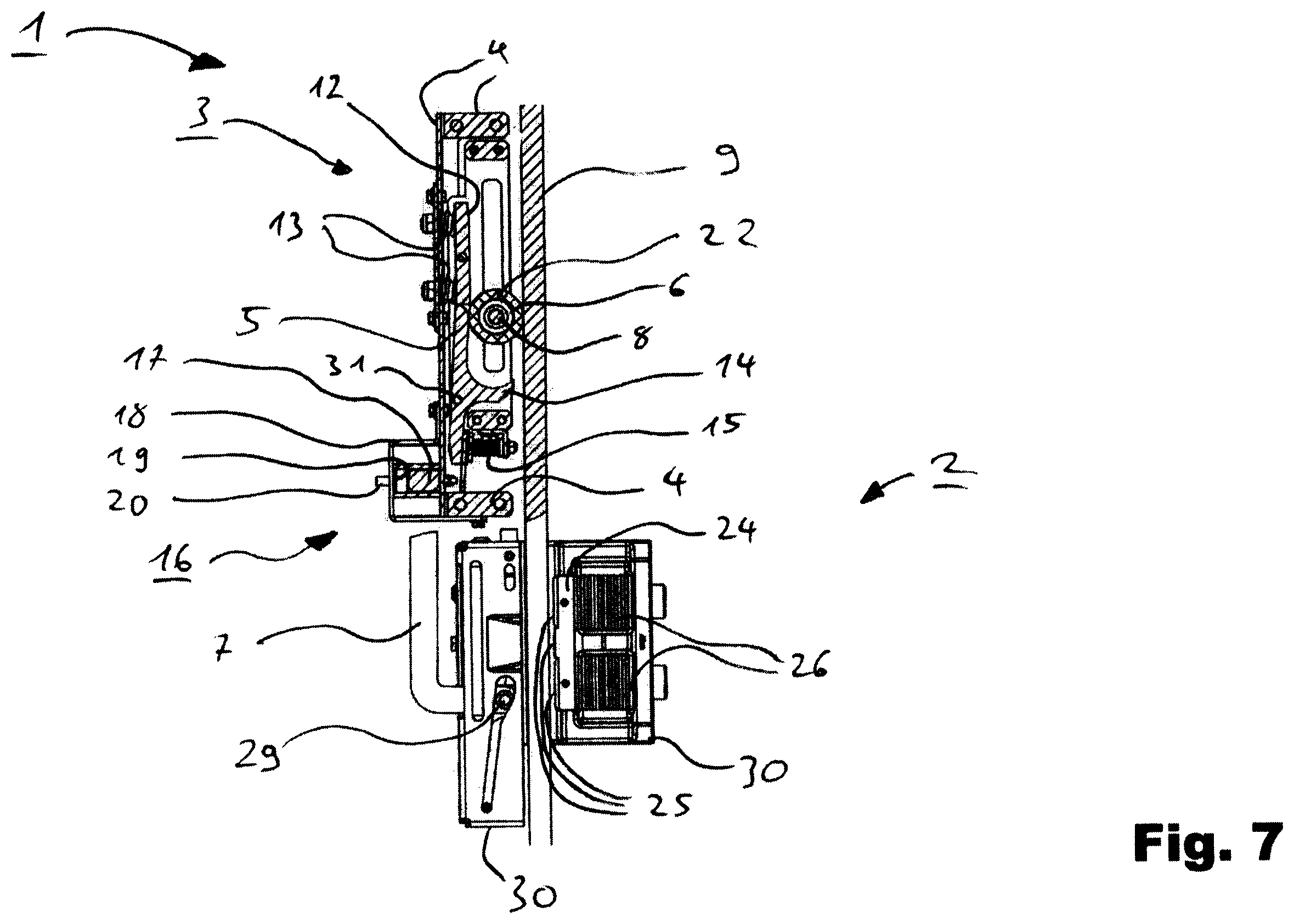 Patent US12365566 Figure 7 – Release unit for actuating an elevator brake device