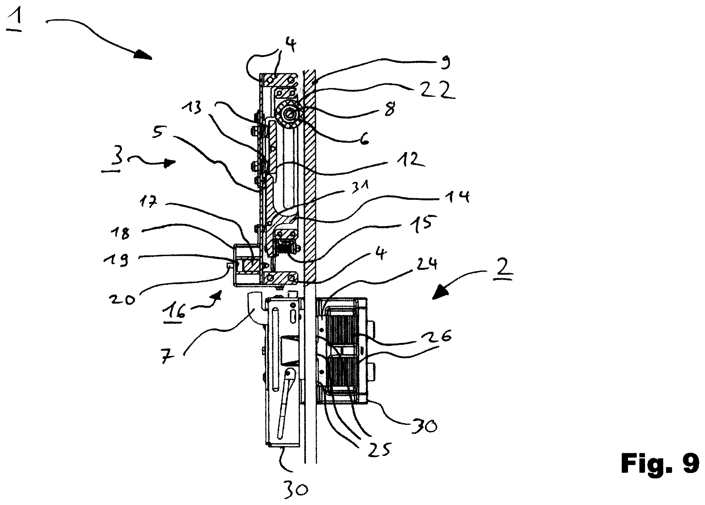 Patent US12365566 Figure 9 – Release unit for actuating an elevator brake device