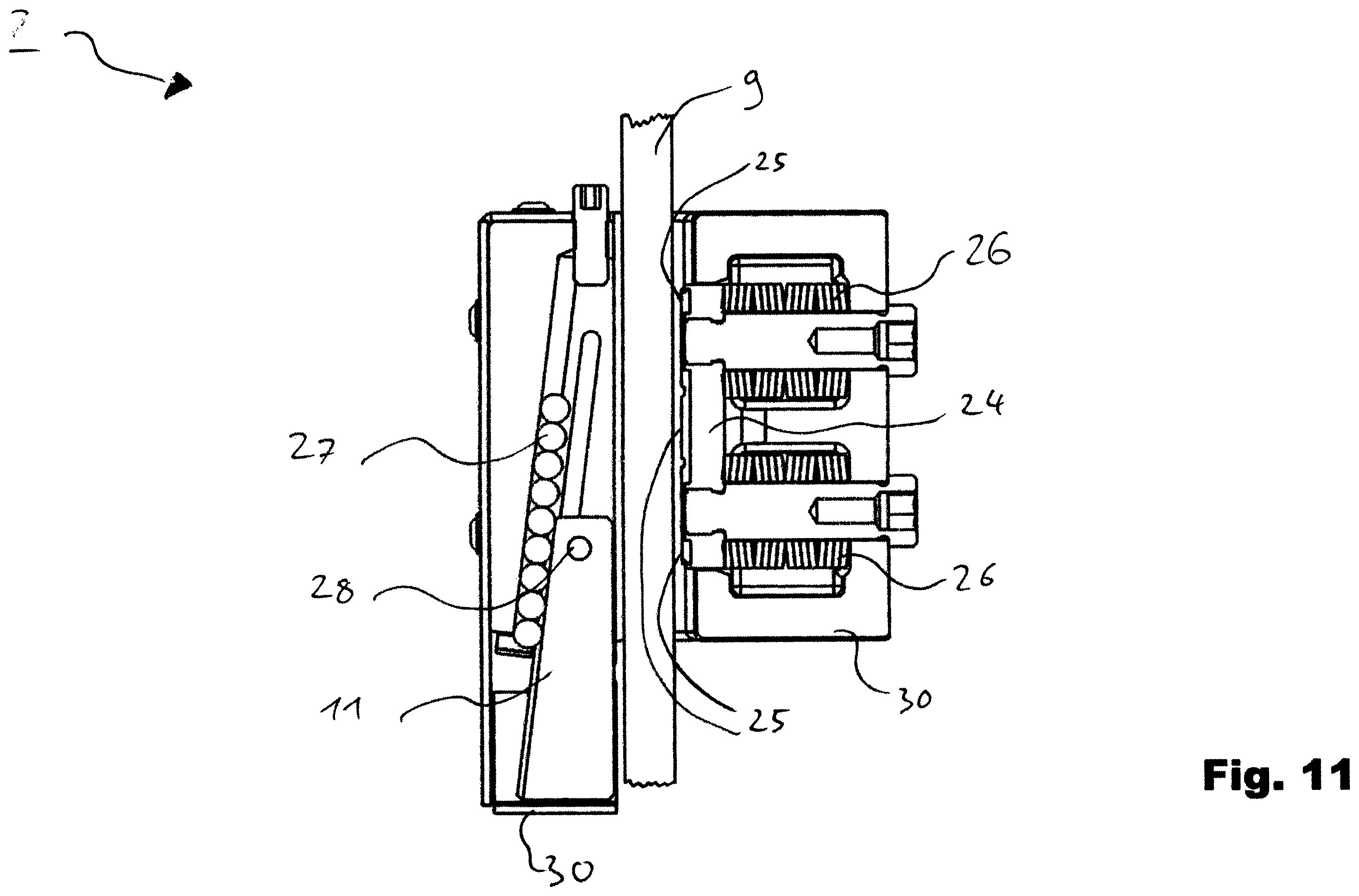 Patent US12365566 Figure 11 – Release unit for actuating an elevator brake device