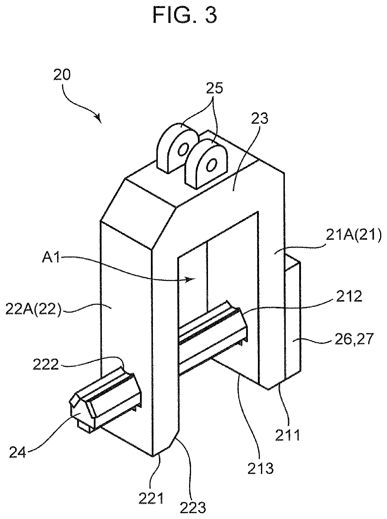Patent US12365567 Figure 3 – Work machine suspension device, retention device, and method for suspending structure member
