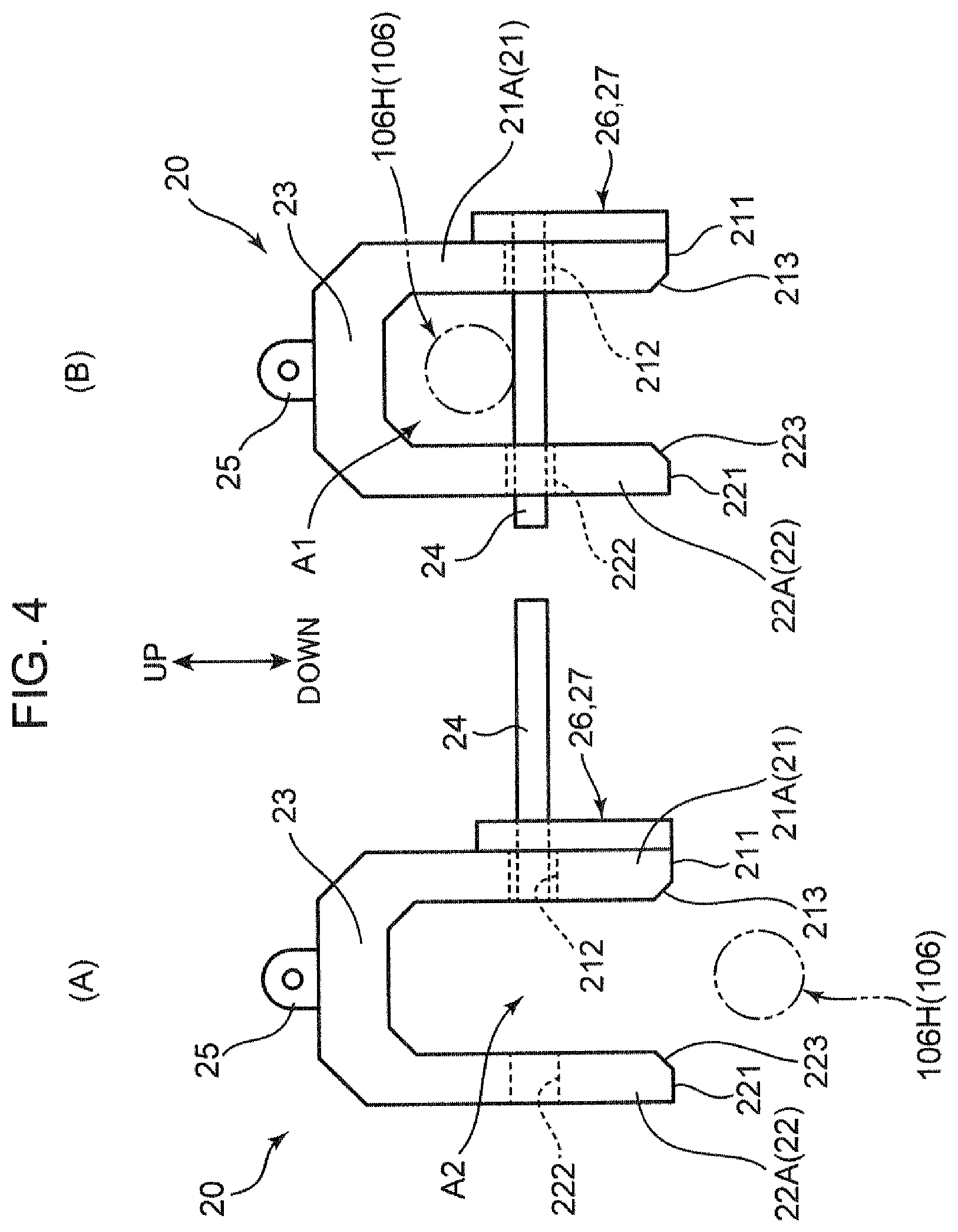Patent US12365567 Figure 4 – Work machine suspension device, retention device, and method for suspending structure member