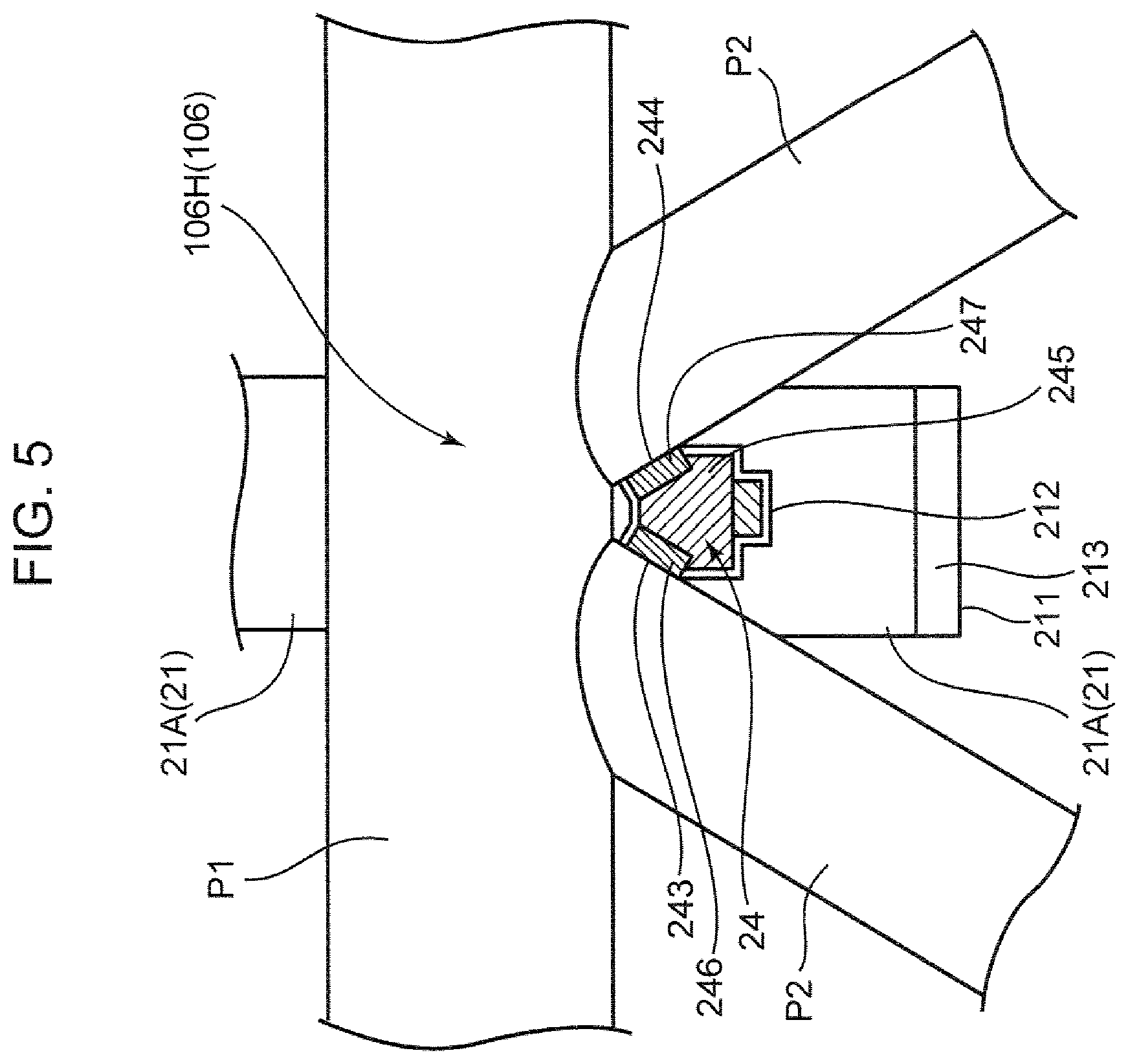 Patent US12365567 Figure 5 – Work machine suspension device, retention device, and method for suspending structure member