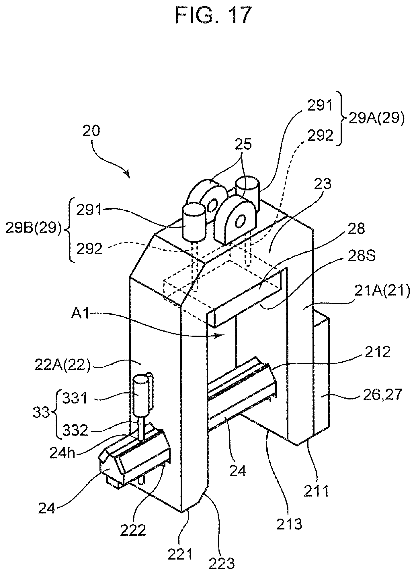 Patent US12365567 Figure 17 – Work machine suspension device, retention device, and method for suspending structure member