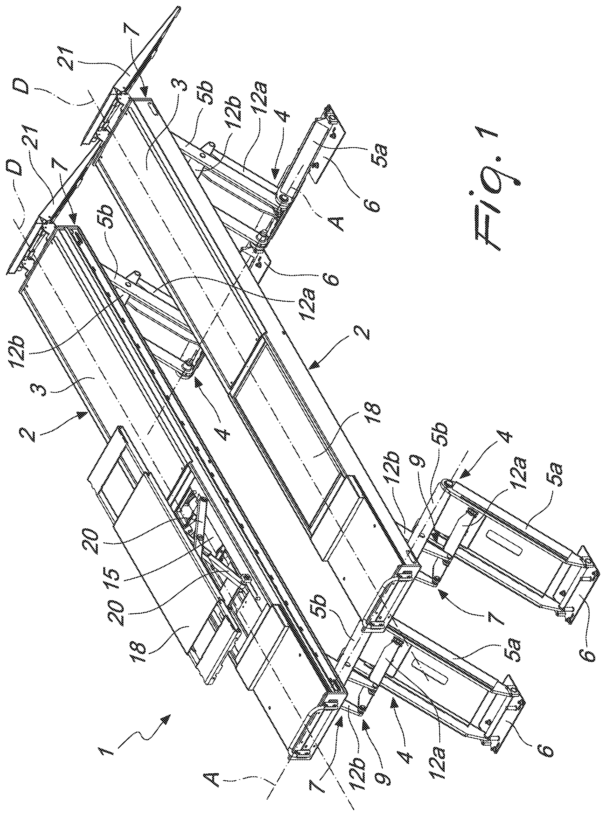 Patent US12365568 Figure 1 – Vehicle lift and a method for lifting vehicles