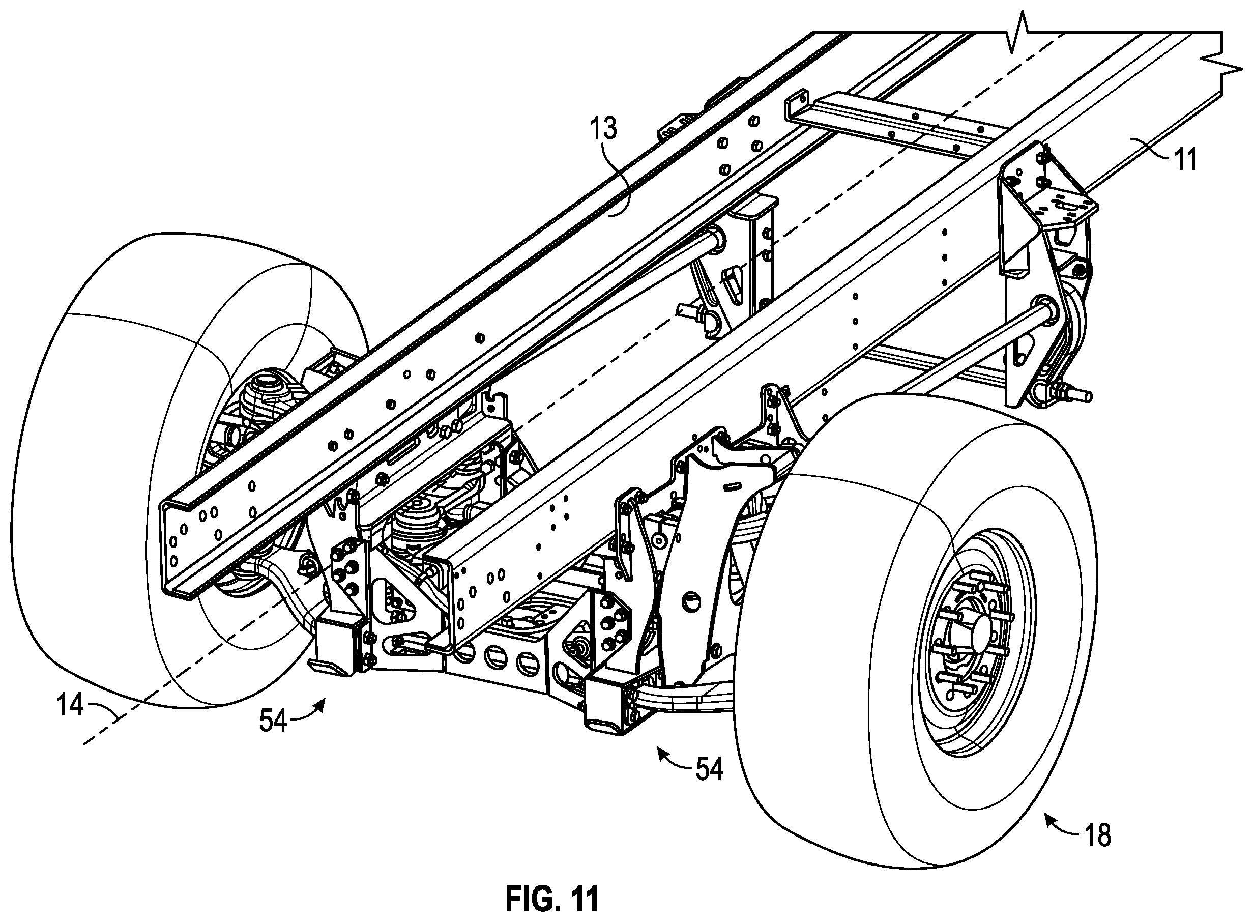 Patent US12365571 Figure 11 – Ladder and turntable assembly for a fire apparatus