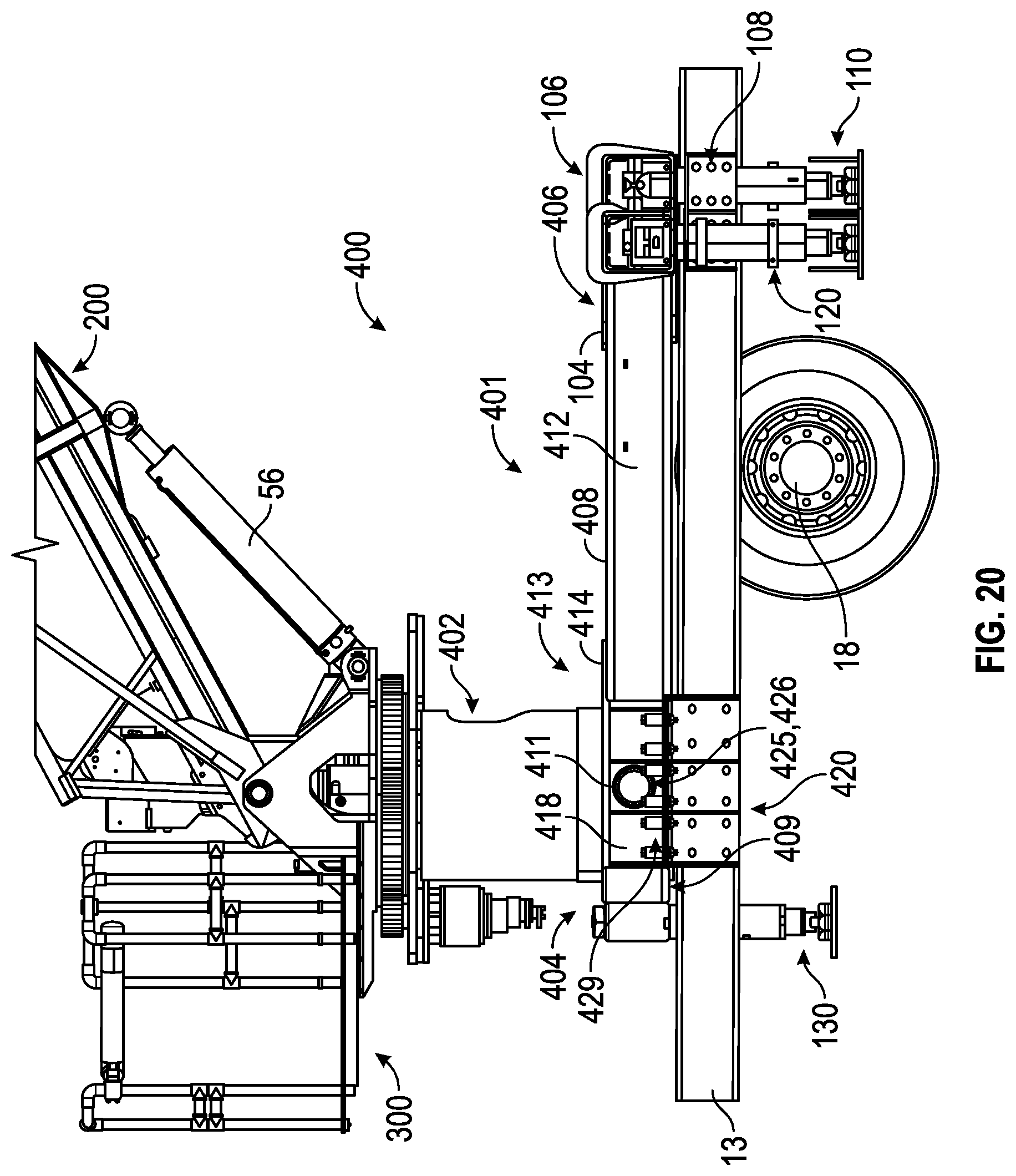 Patent US12365571 Figure 19 – Ladder and turntable assembly for a fire apparatus
